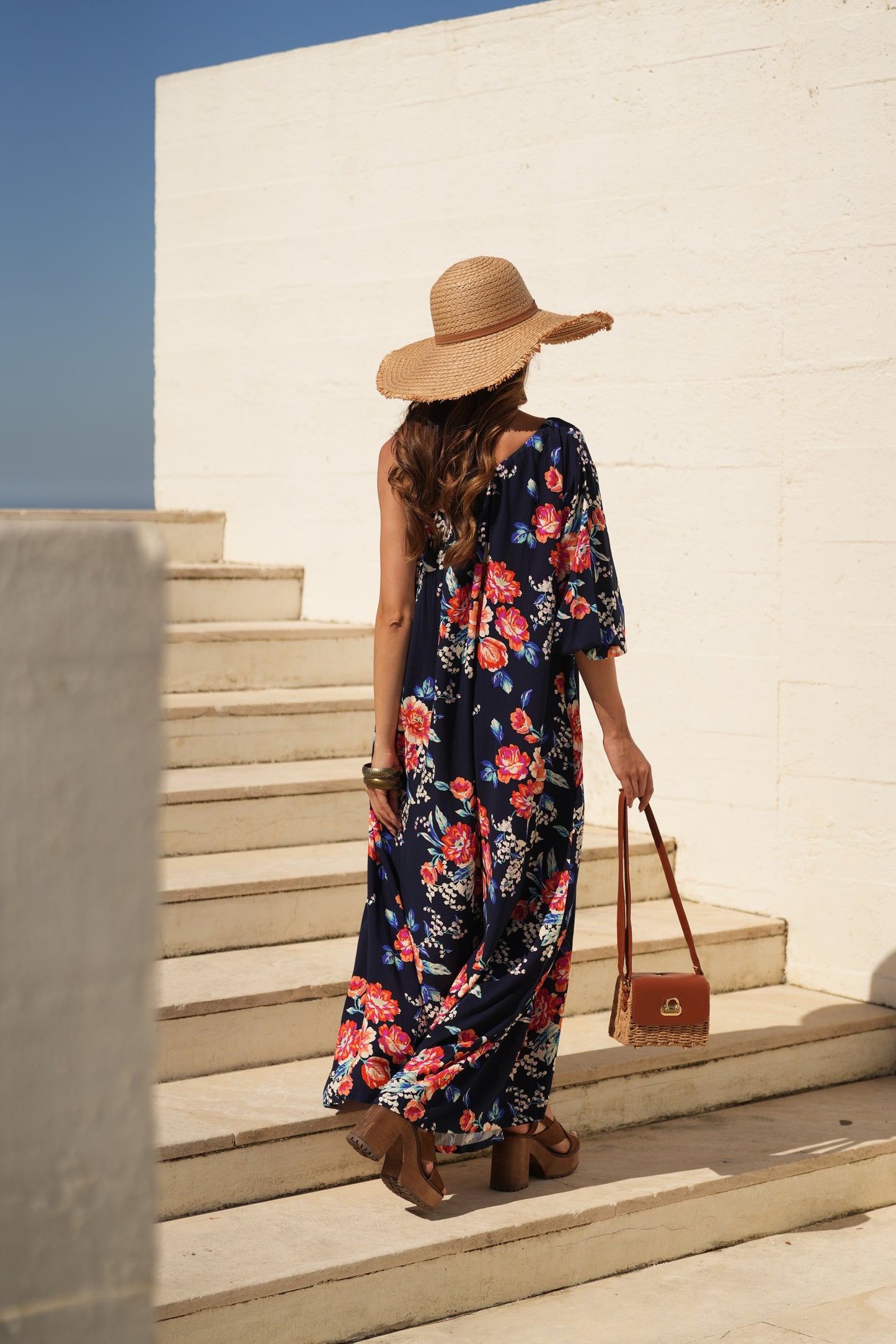 Vestido comprido estampado floral