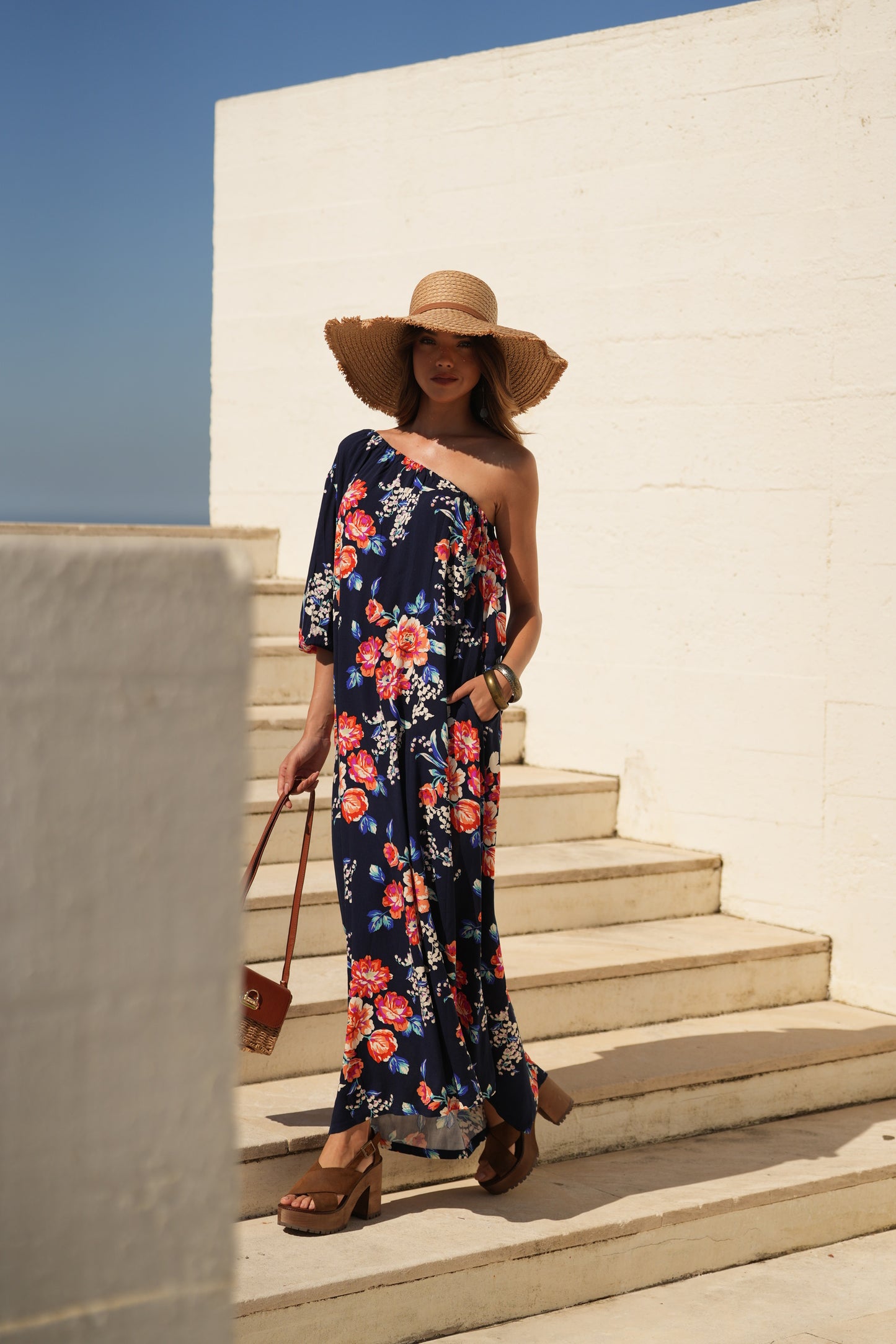Vestido comprido estampado floral