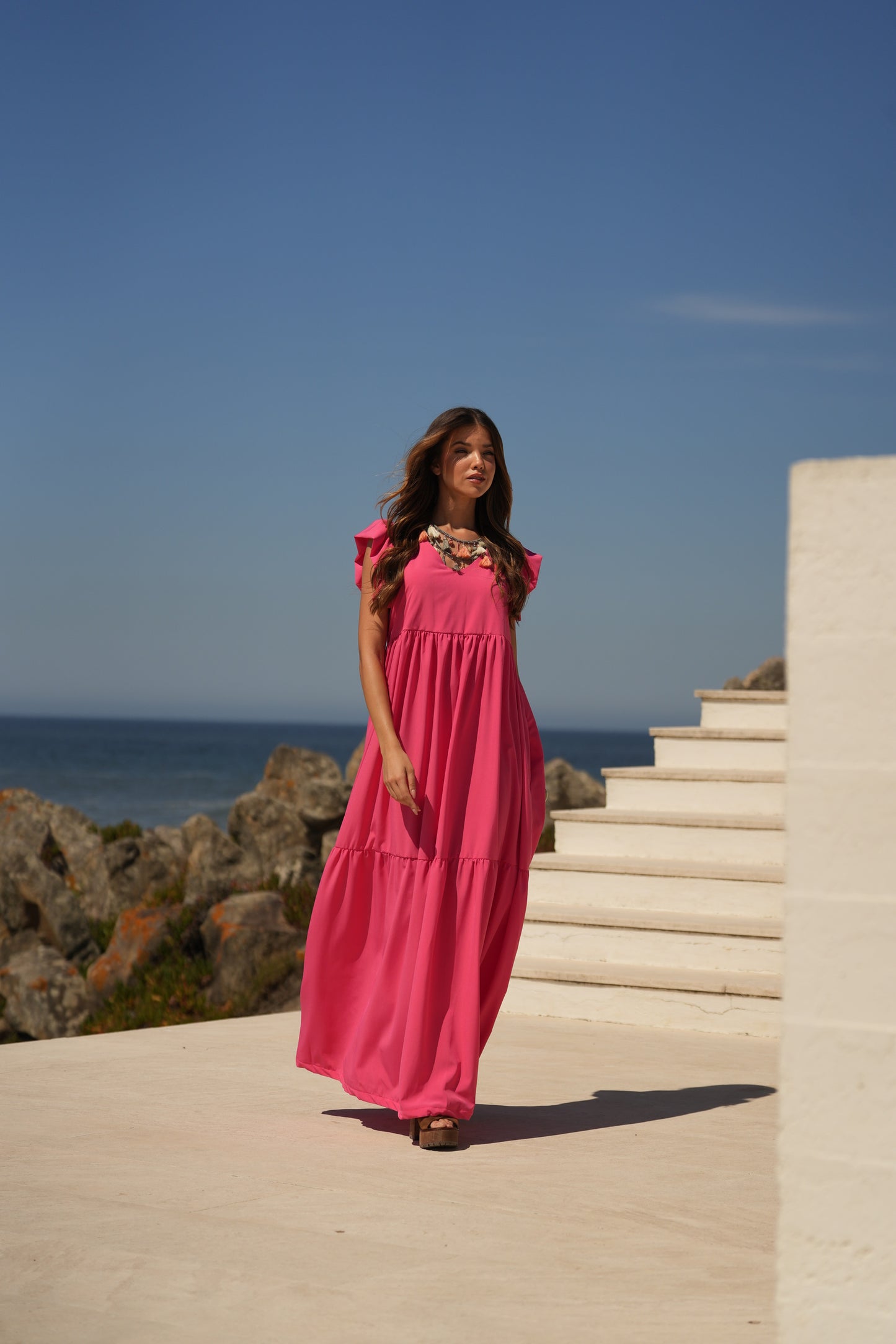 Vestido comprido rosa