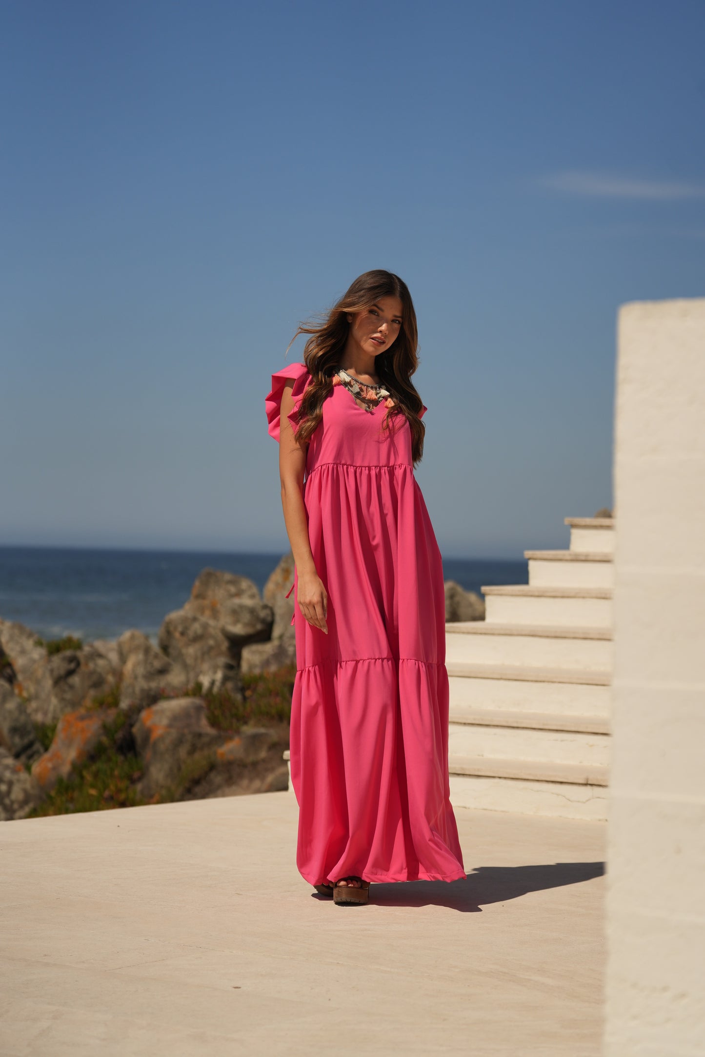 Vestido comprido rosa