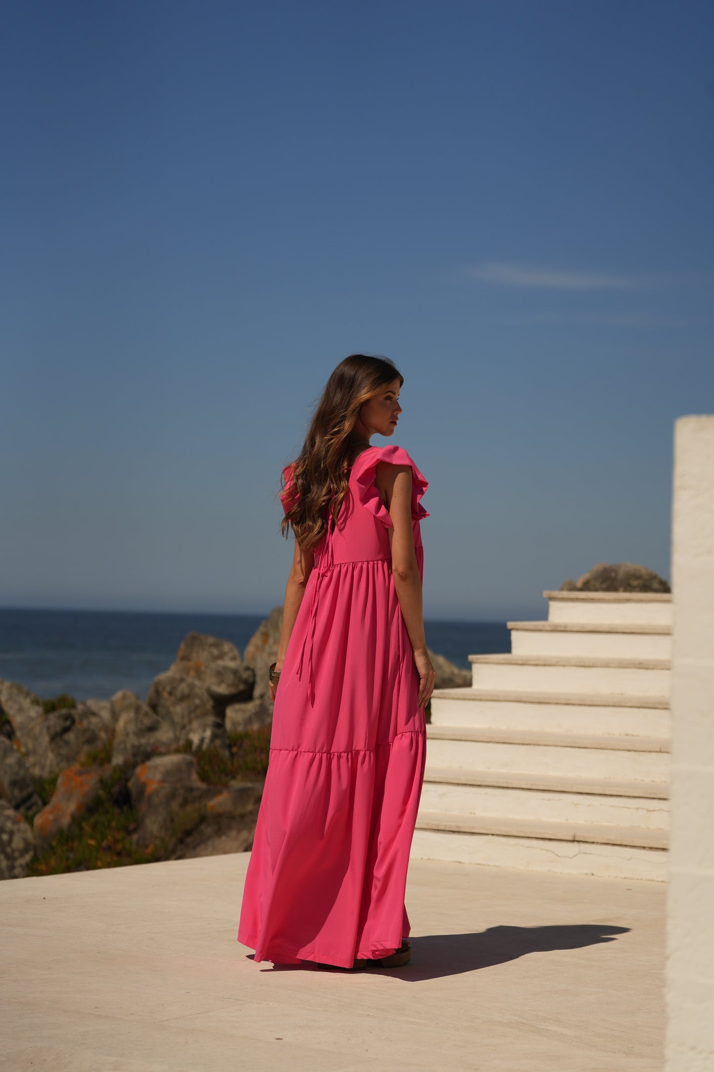 Vestido comprido rosa