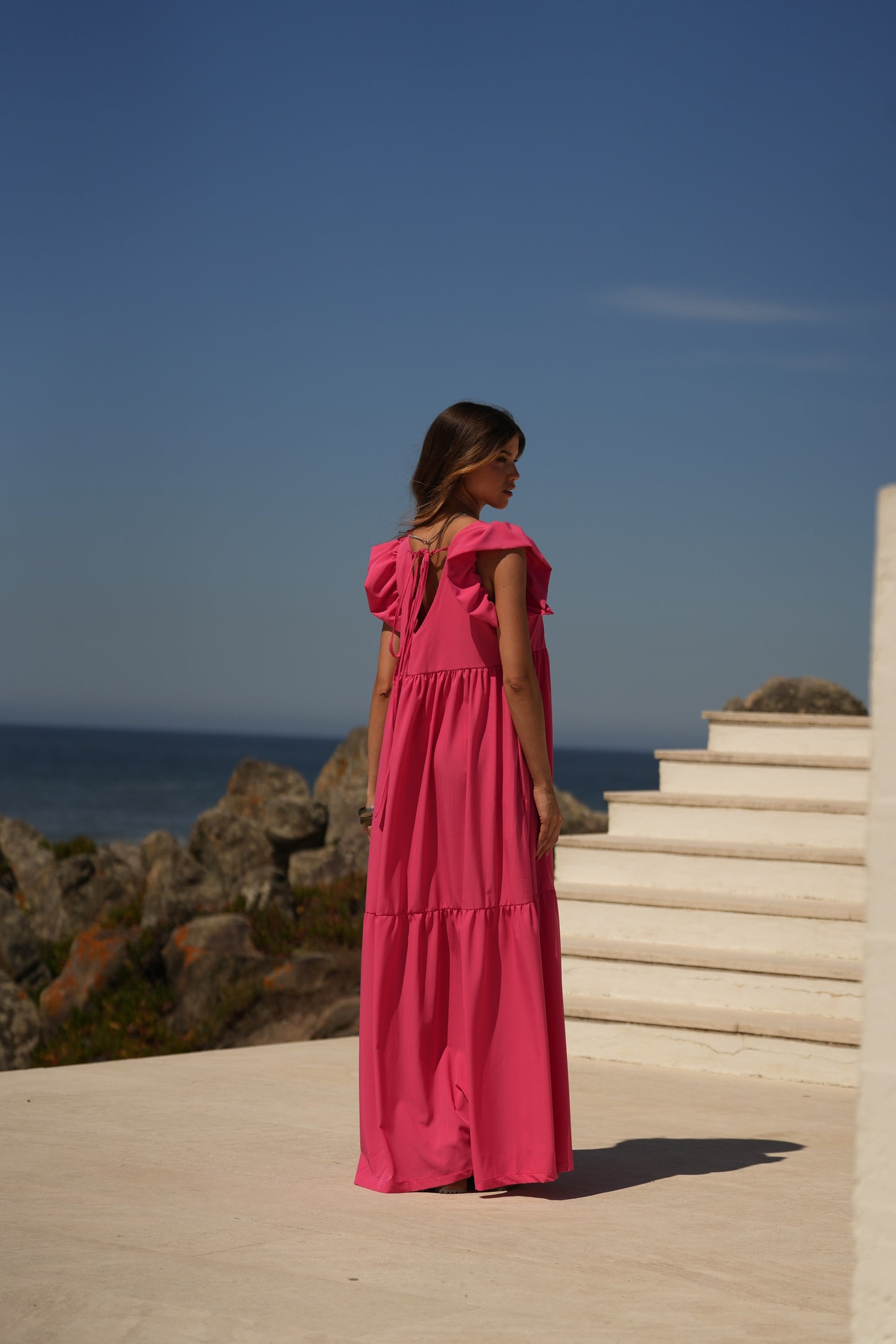 Vestido comprido rosa