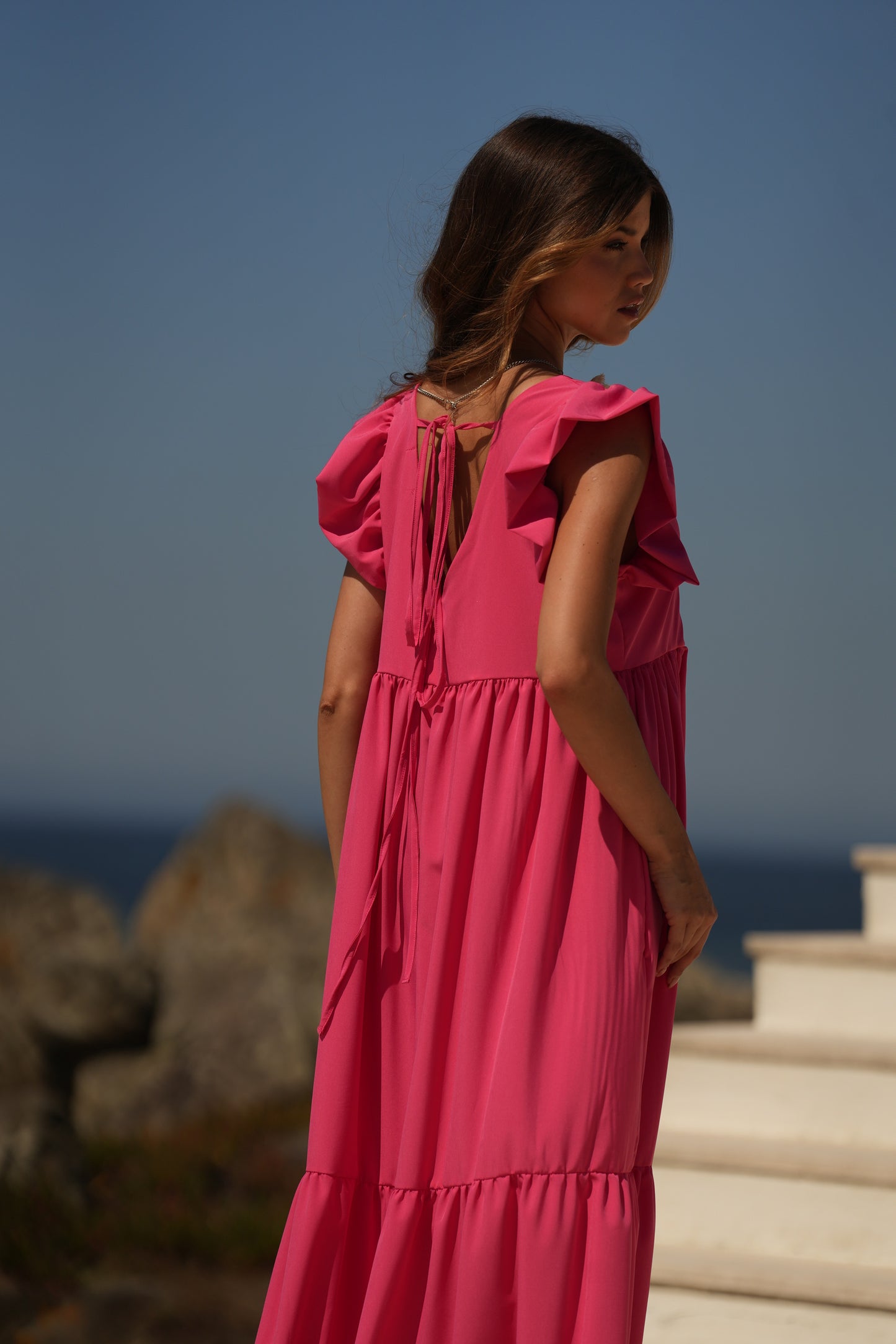 Vestido comprido rosa