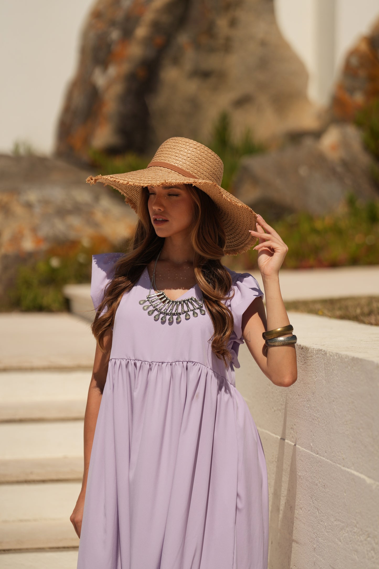 Vestido comprido lavanda