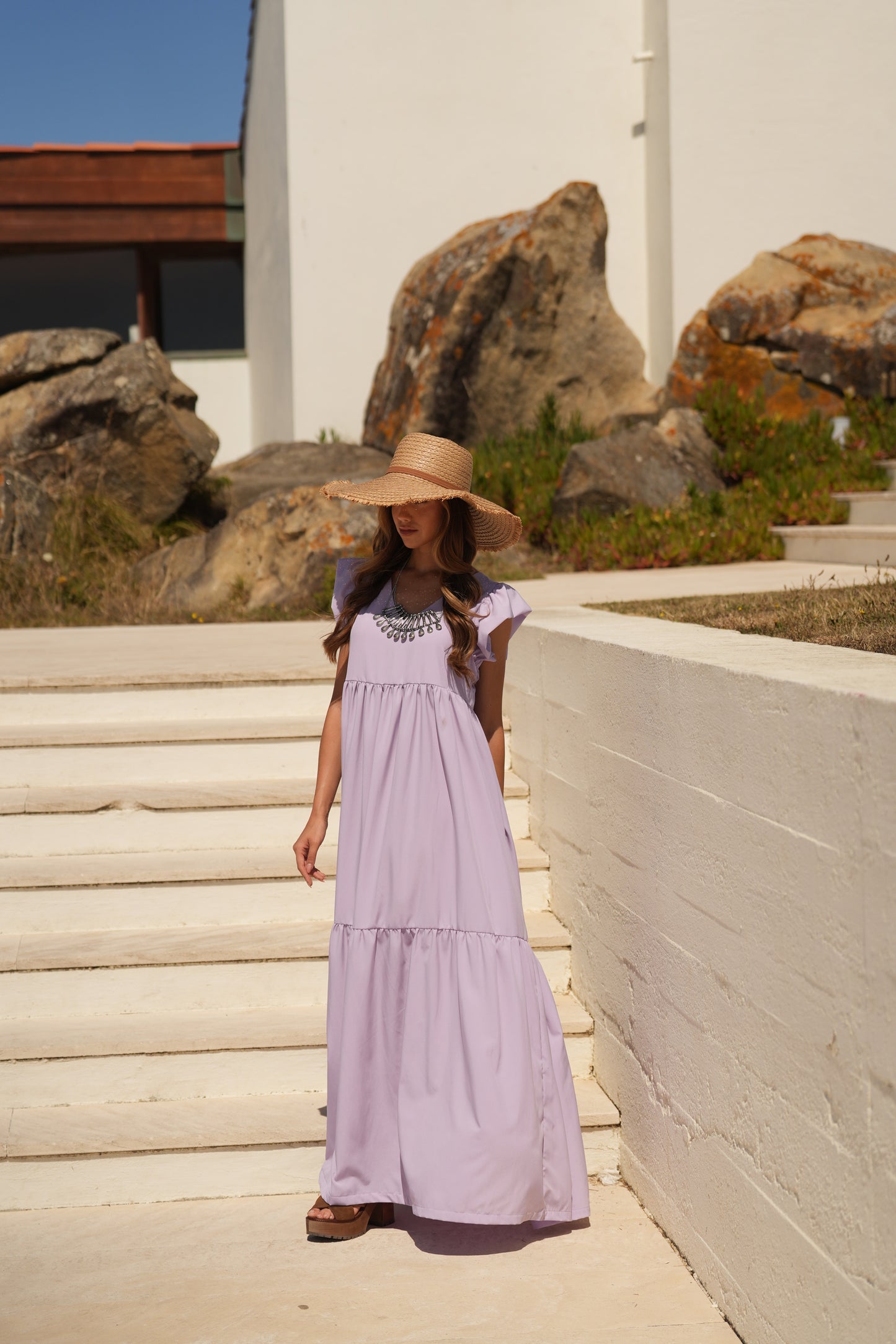 Vestido comprido lavanda
