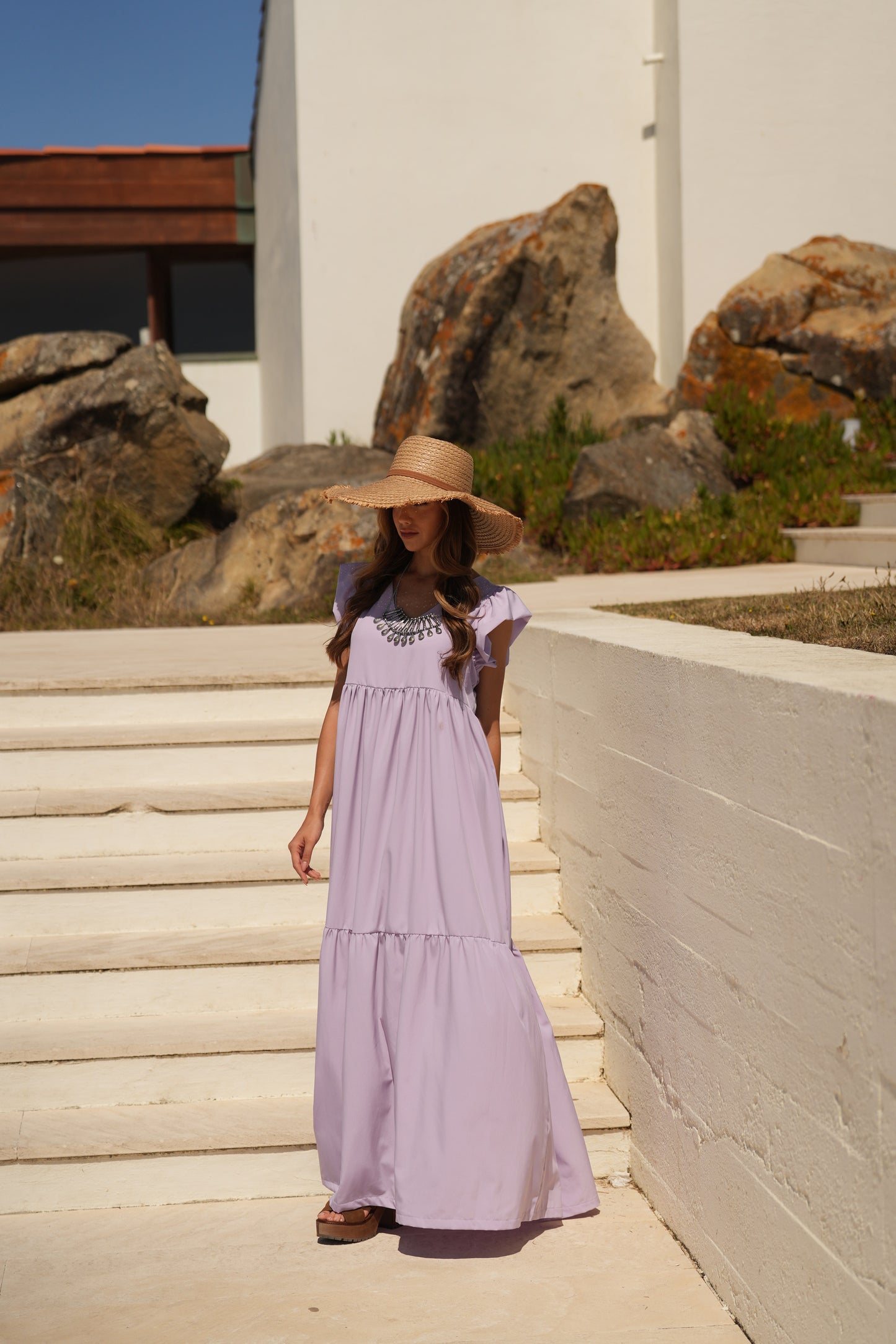 Vestido comprido lavanda