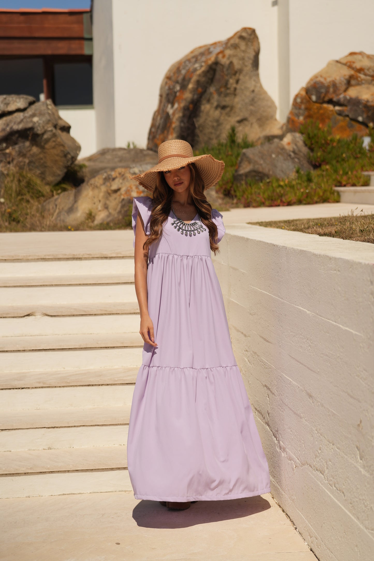 Vestido comprido lavanda