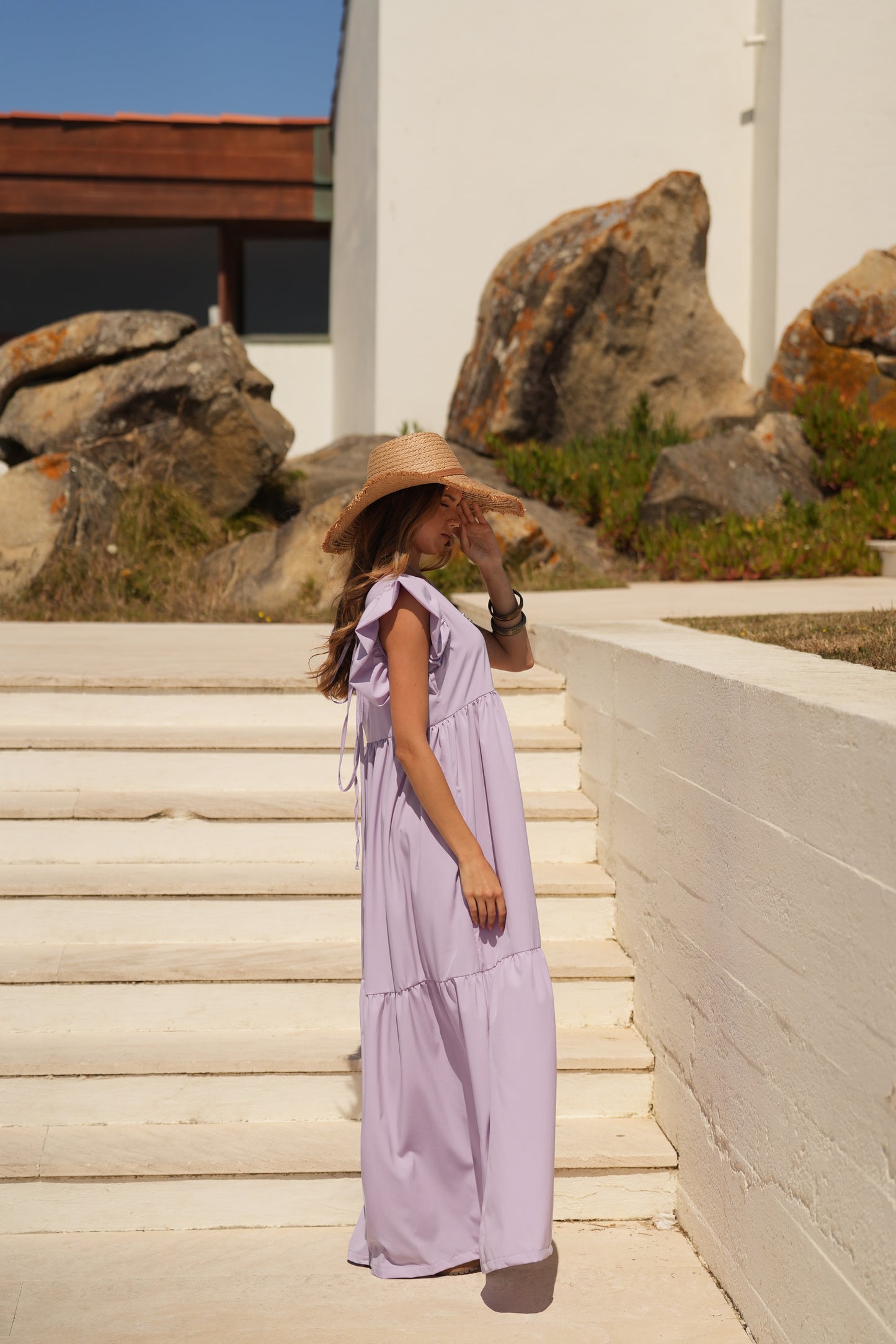 Vestido comprido lavanda