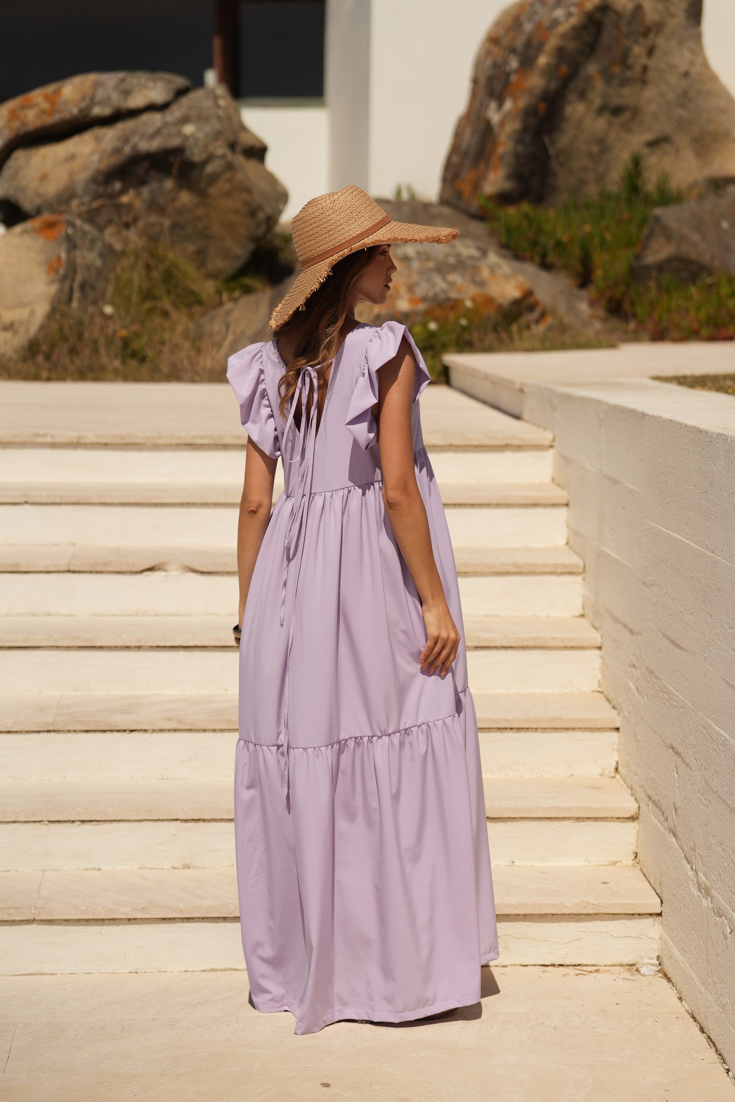 Vestido comprido lavanda