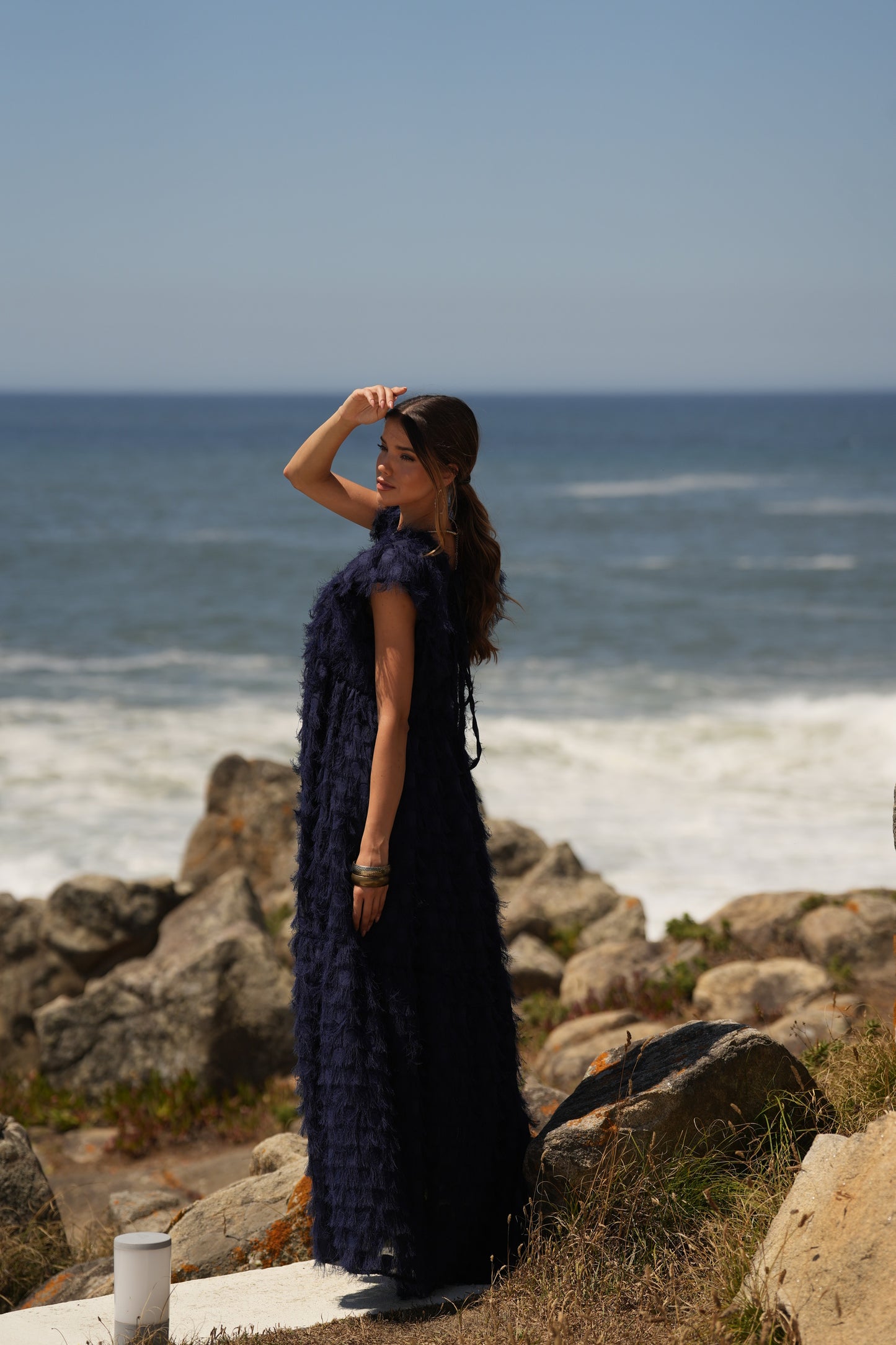 Edição limitada! Vestido comprido de cerimónia azul marinho