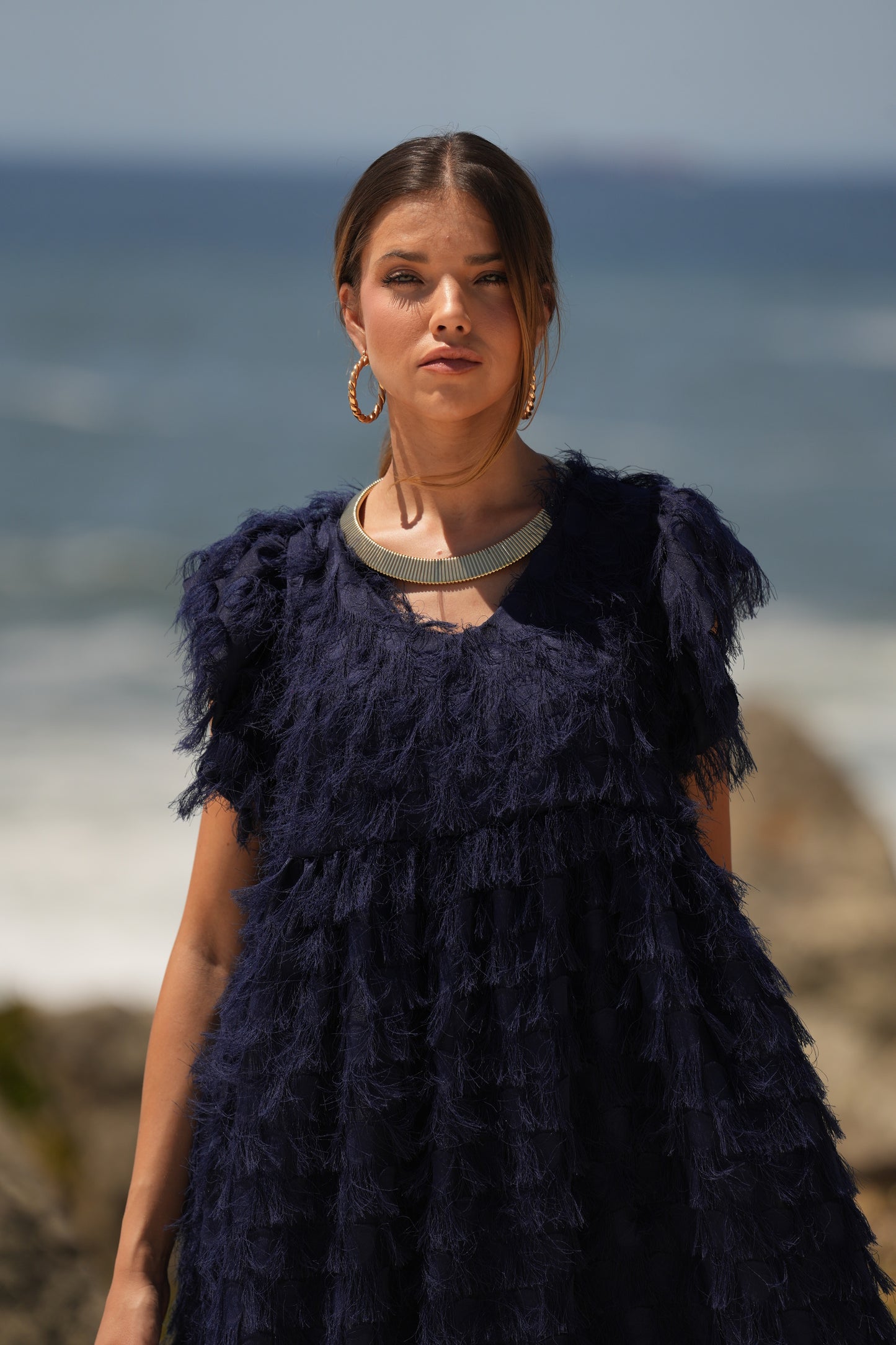 Edição limitada! Vestido comprido de cerimónia azul marinho