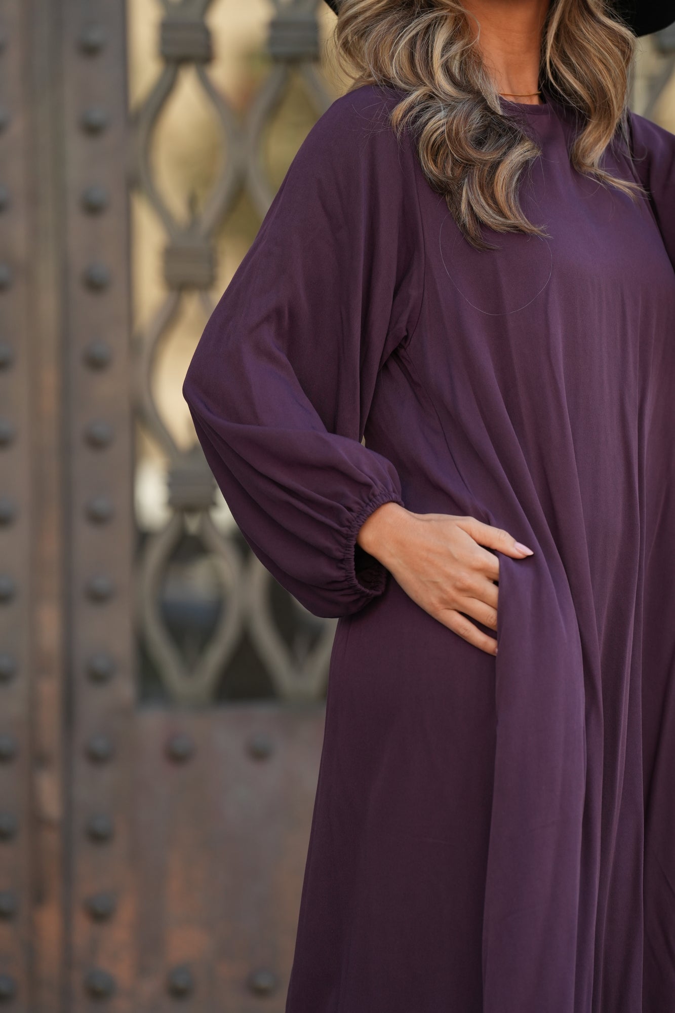 Vestido comprido em viscose bordeaux