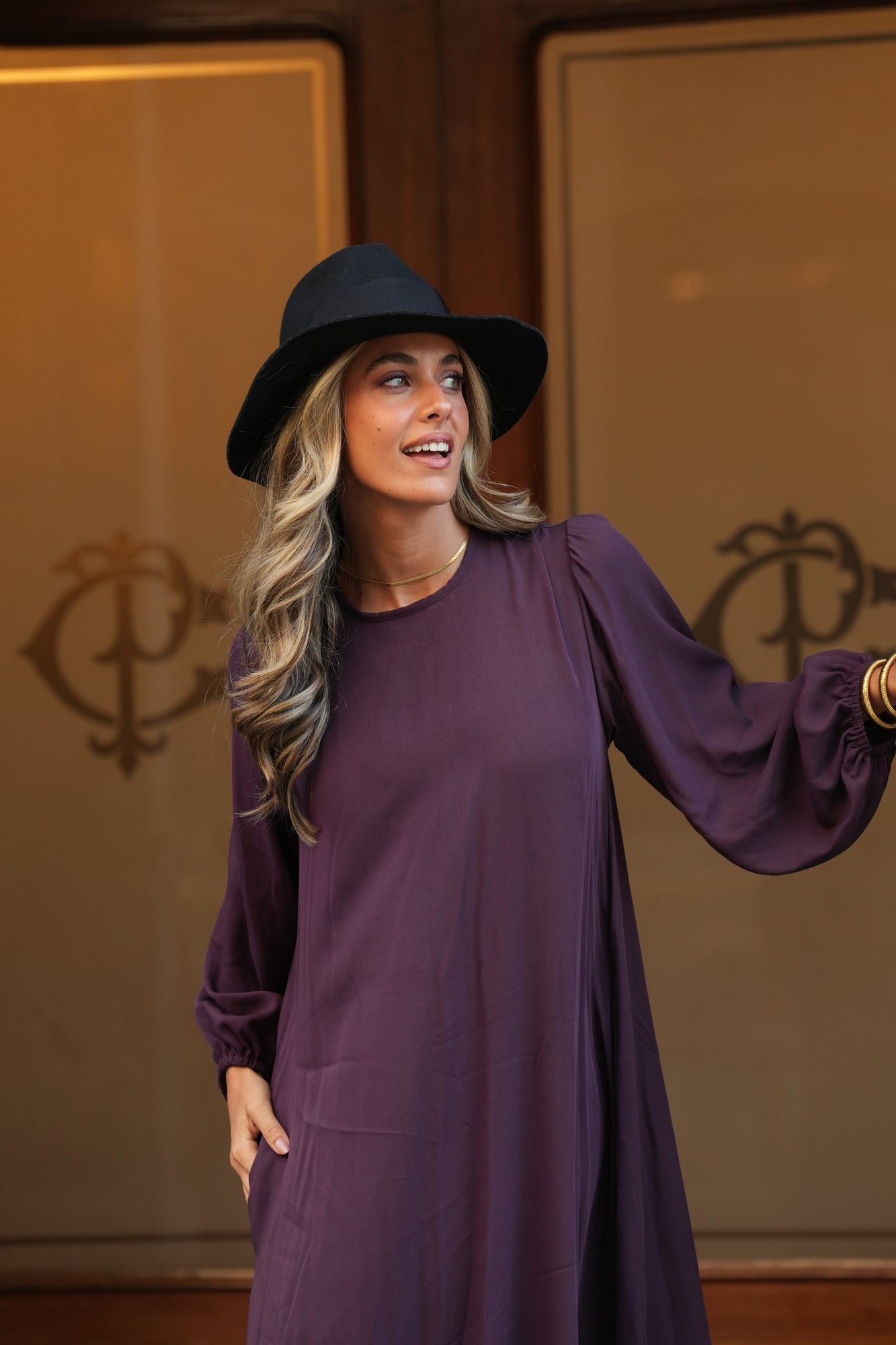 Vestido comprido em viscose bordeaux