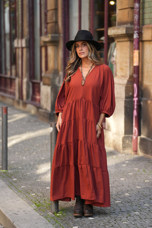 Vestido largo con volantes