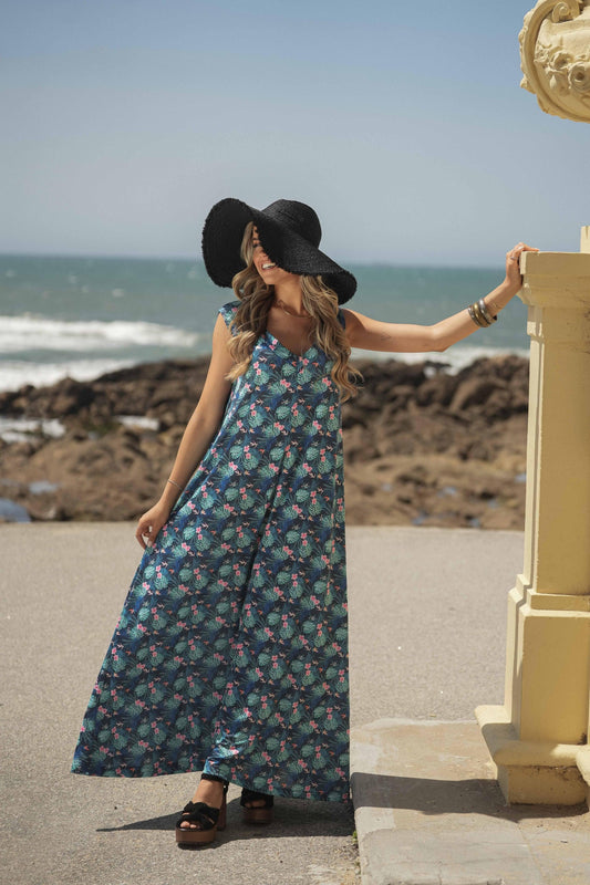 Robe longue en maille imprimée