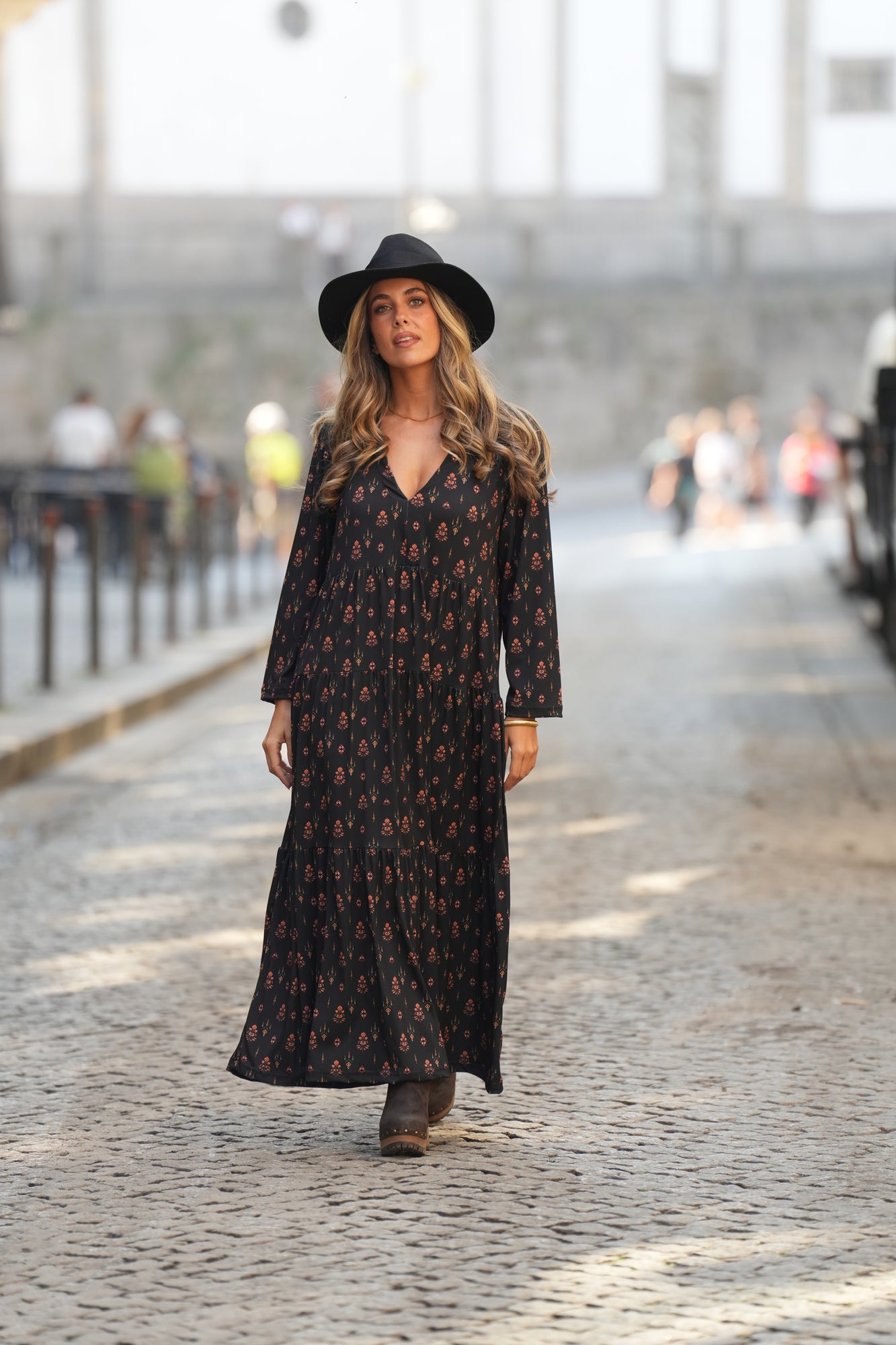 Vestido comprido estampado