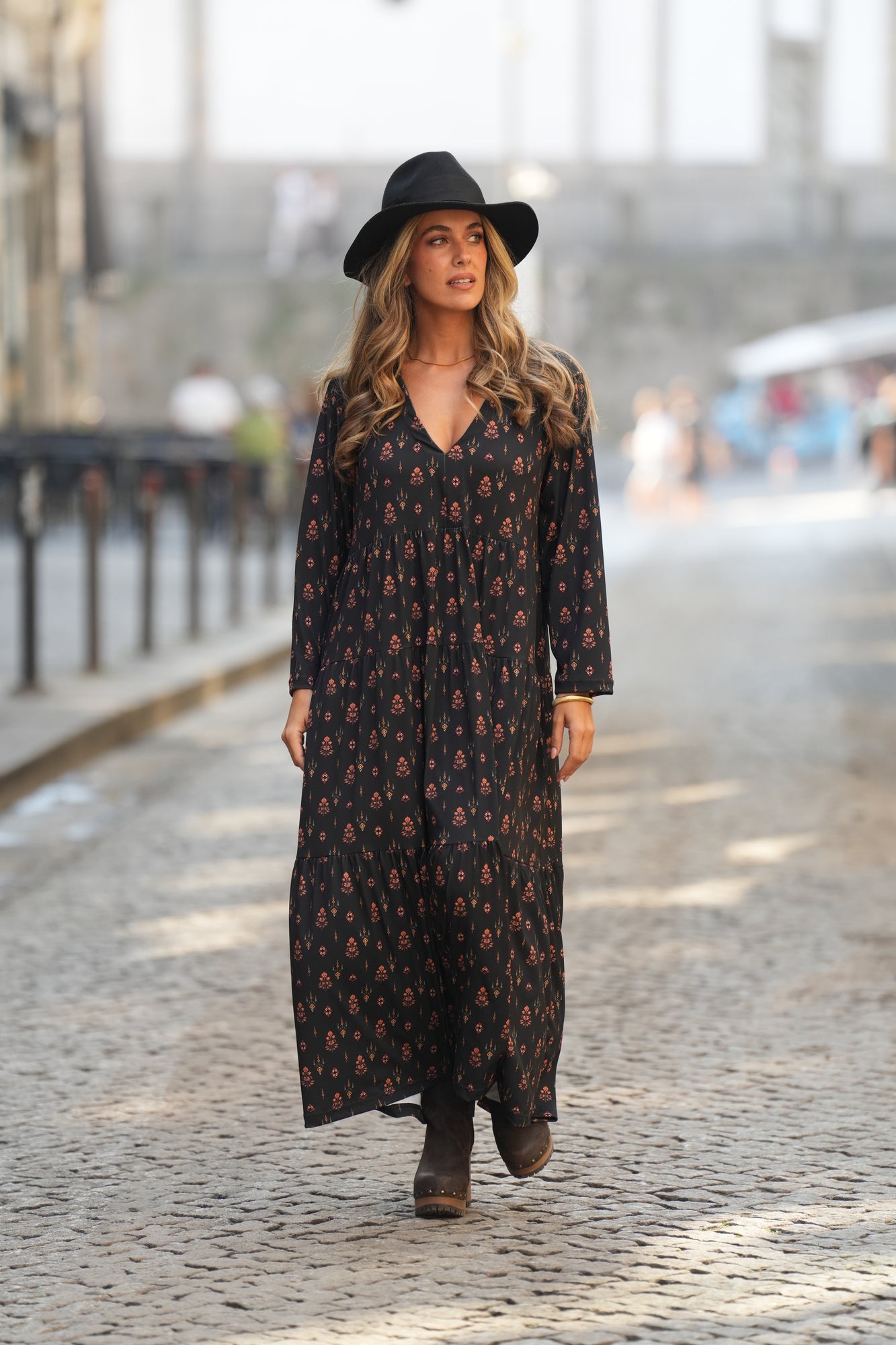 Vestido comprido estampado