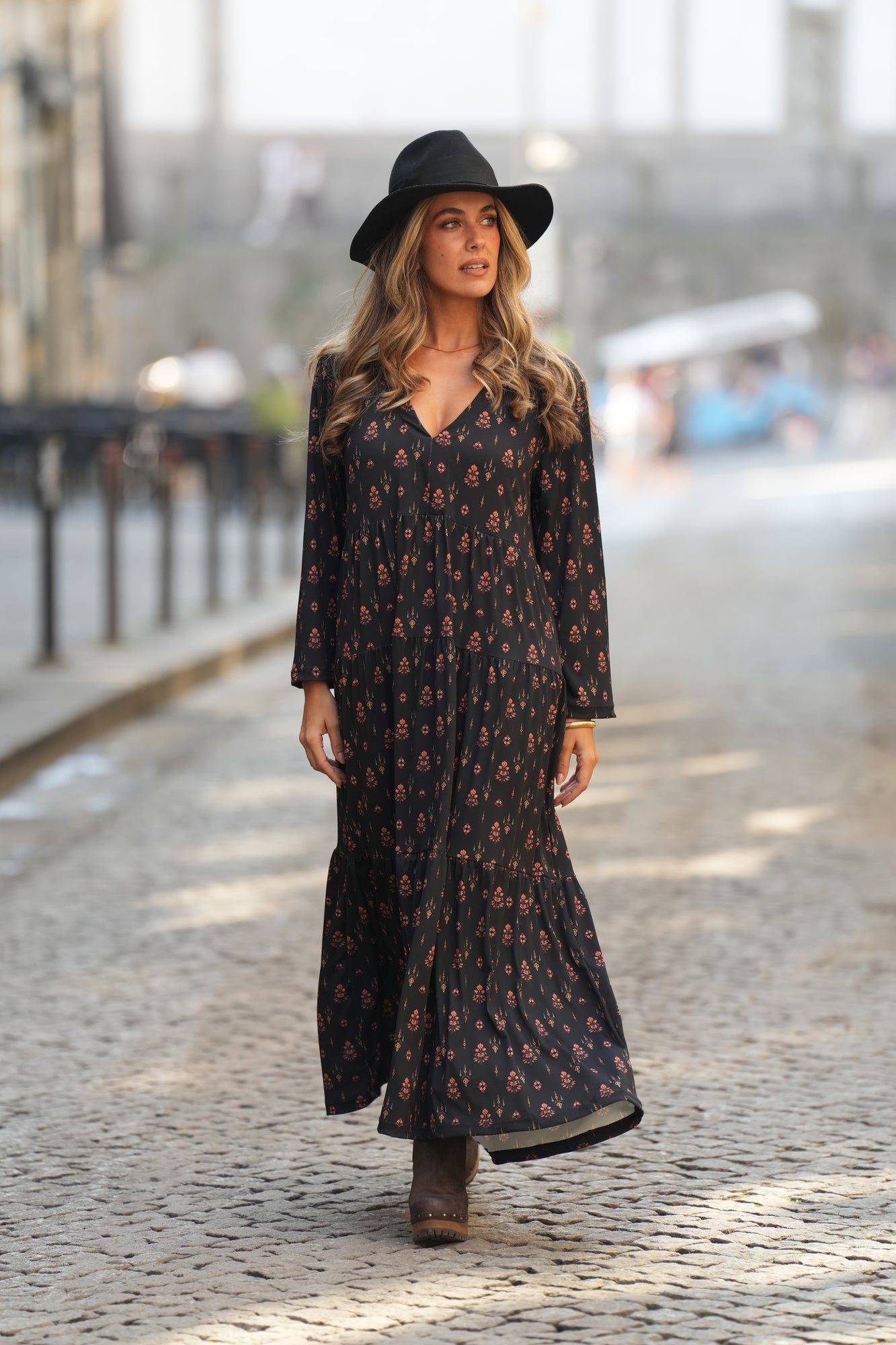 Vestido comprido estampado