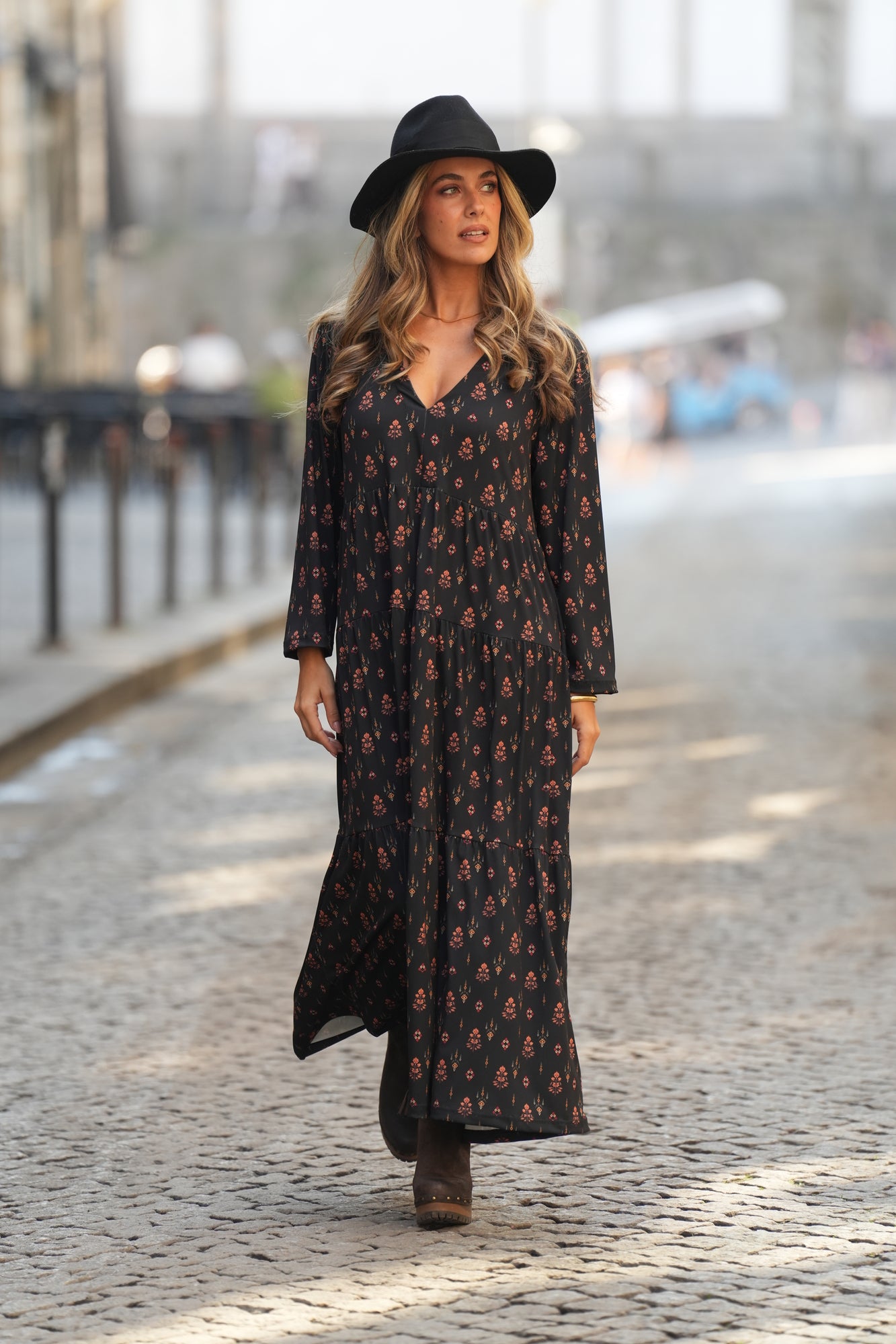 Vestido comprido estampado