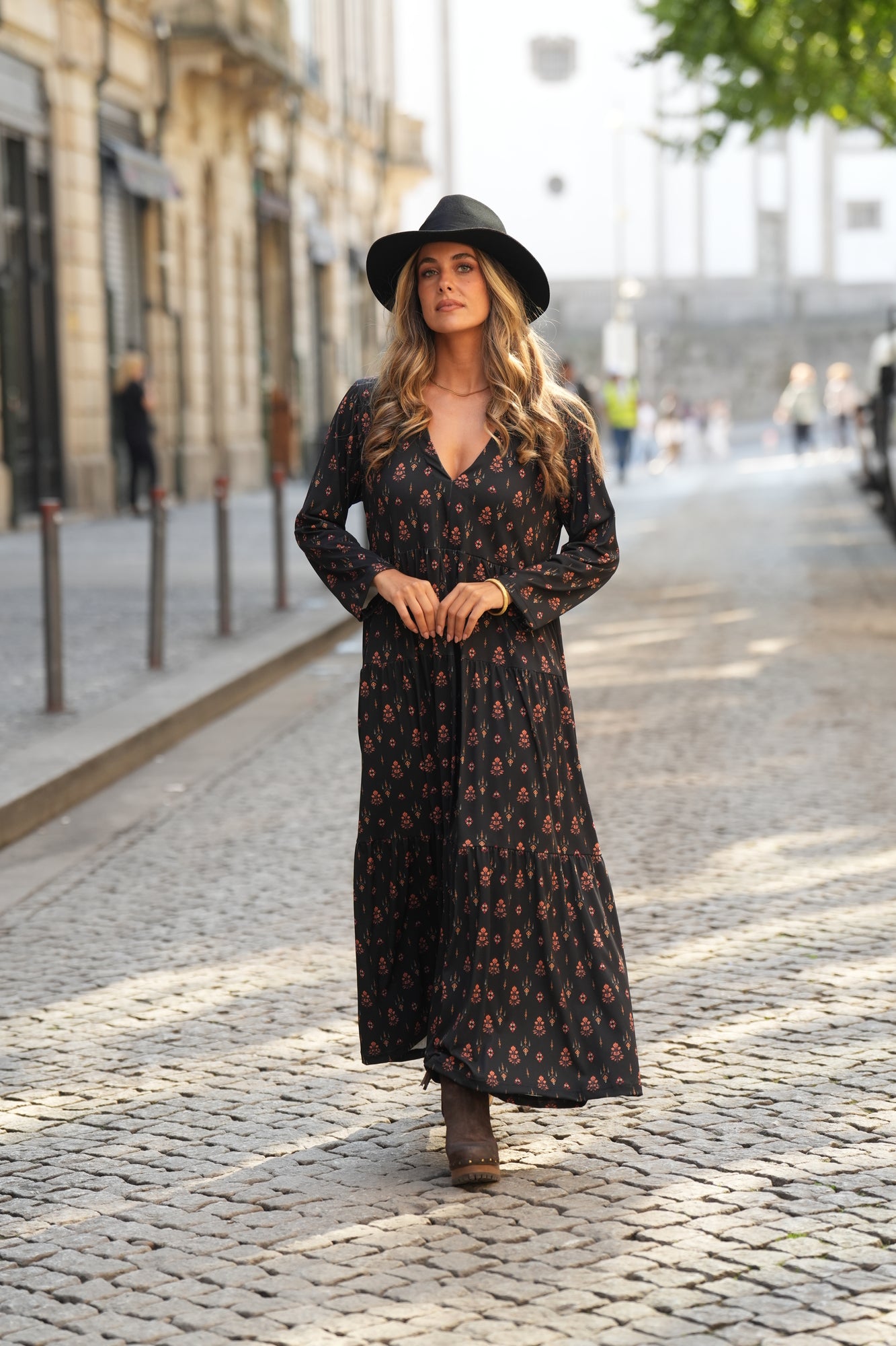 Vestido comprido estampado