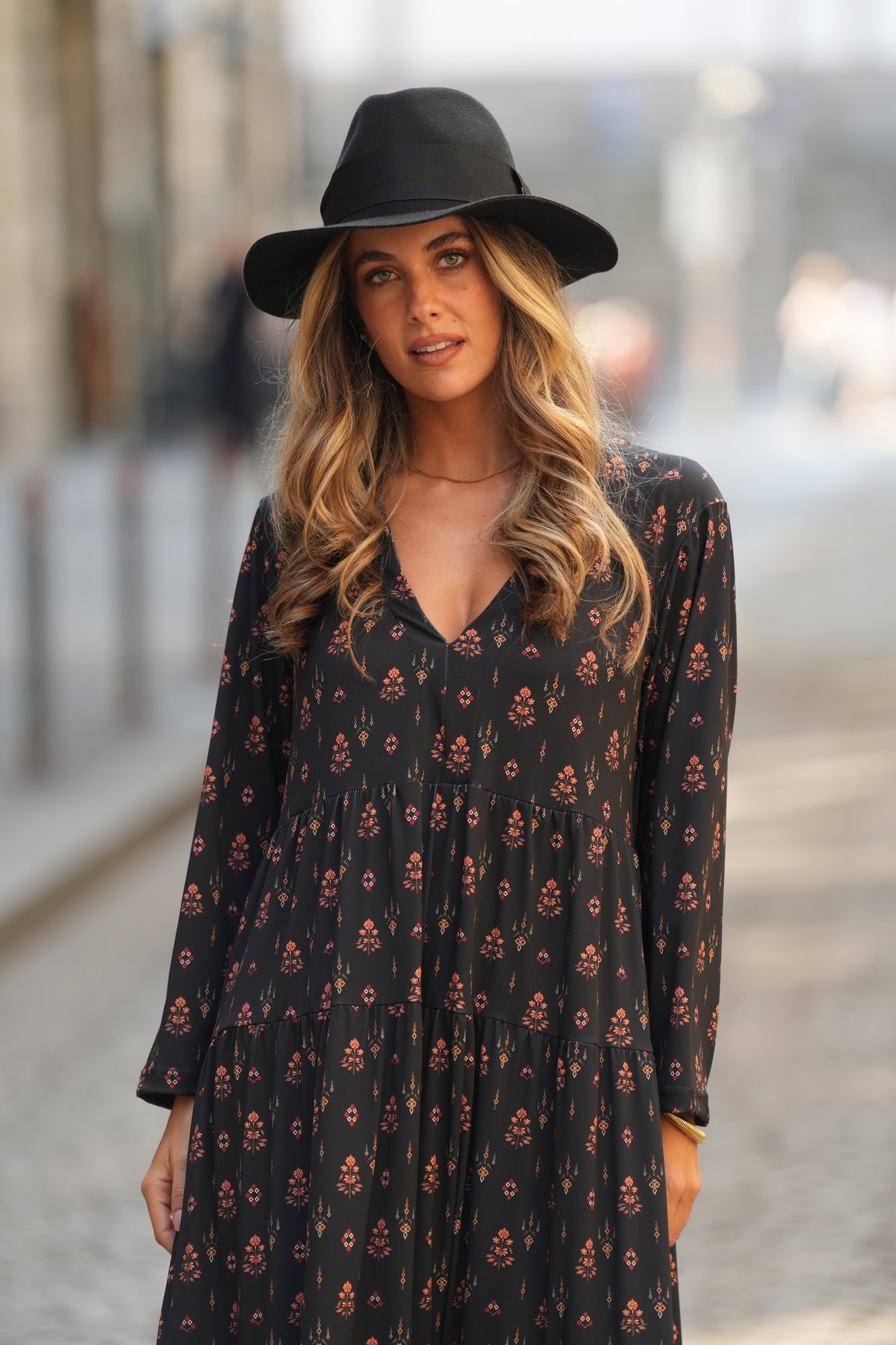 Vestido comprido estampado