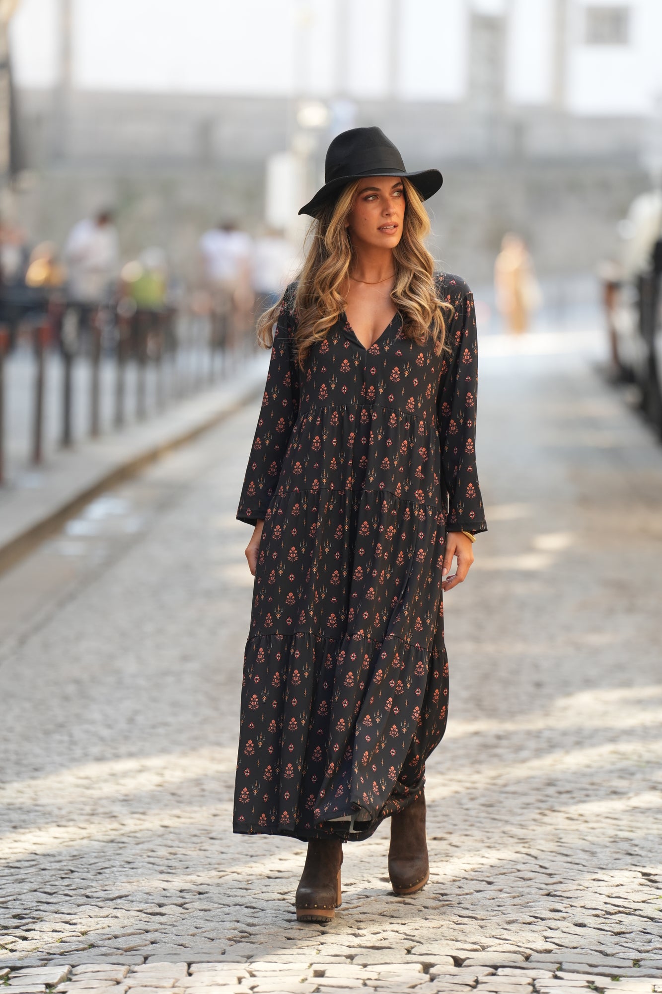 Vestido comprido estampado