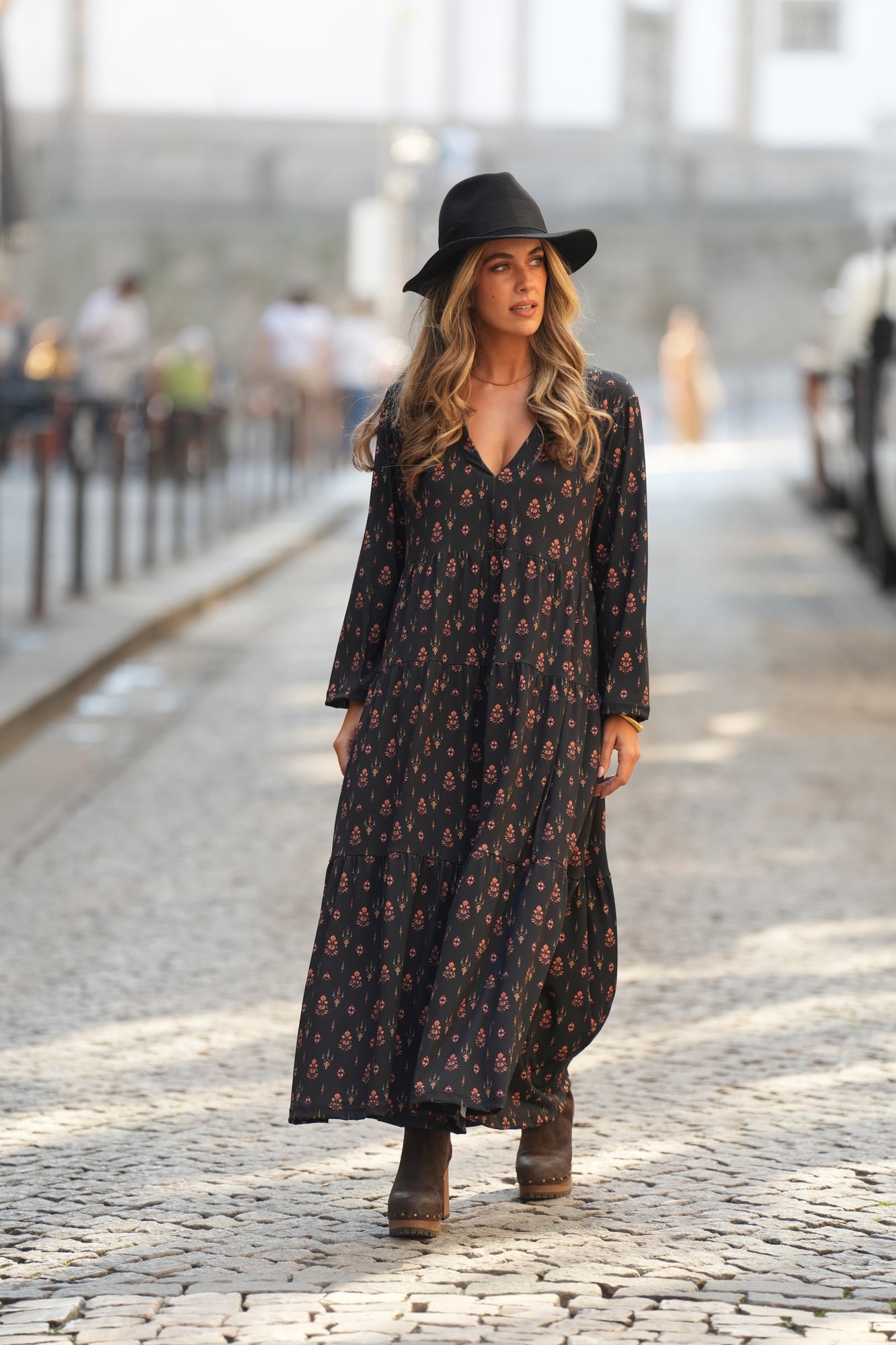 Vestido comprido estampado