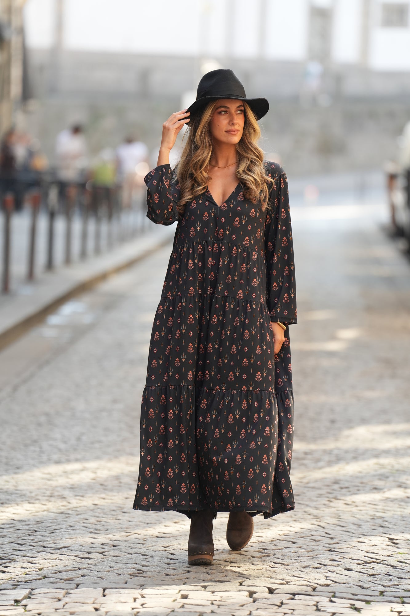 Vestido comprido estampado