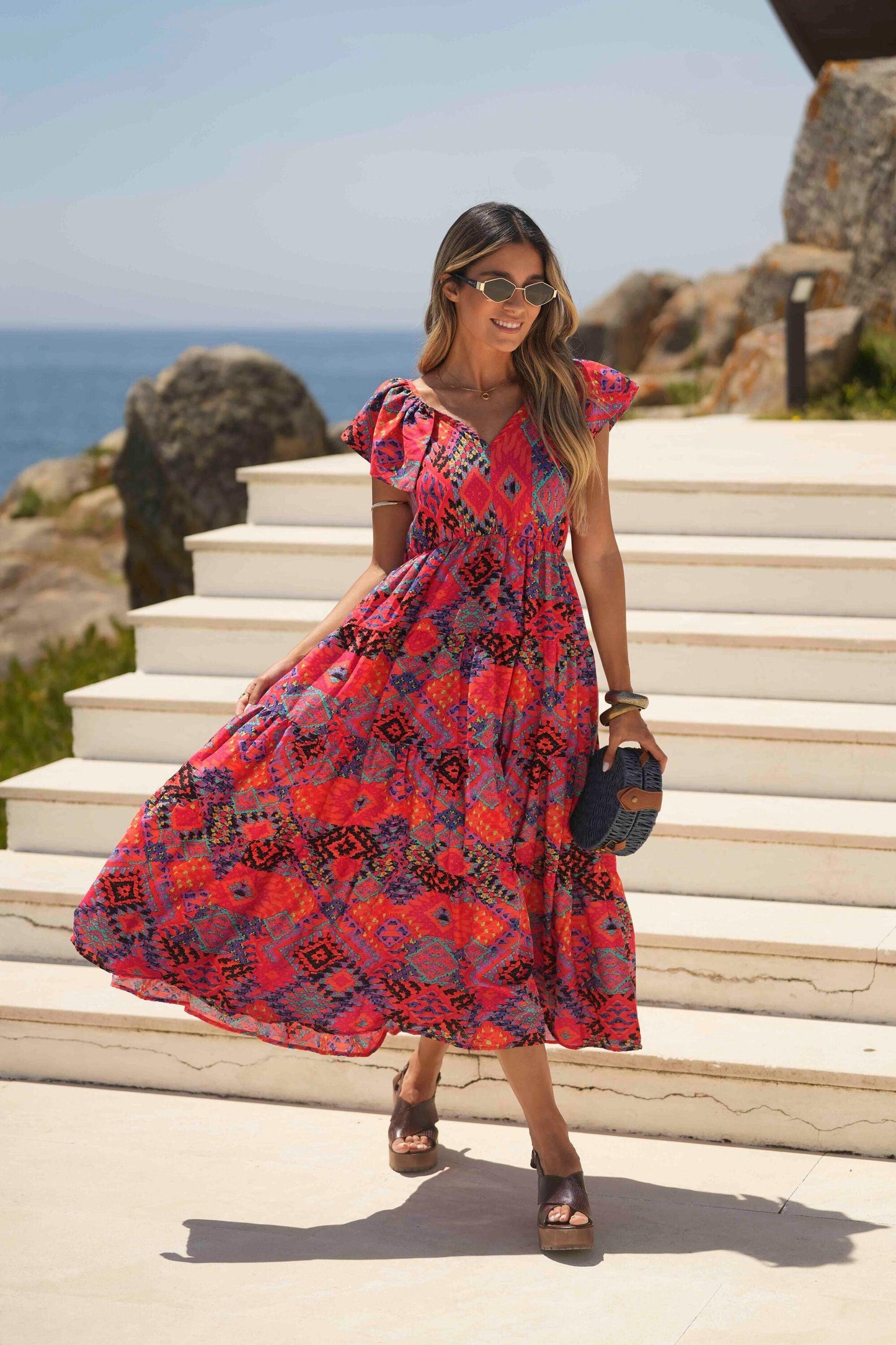 Vestido comprido estampado - BOHOME