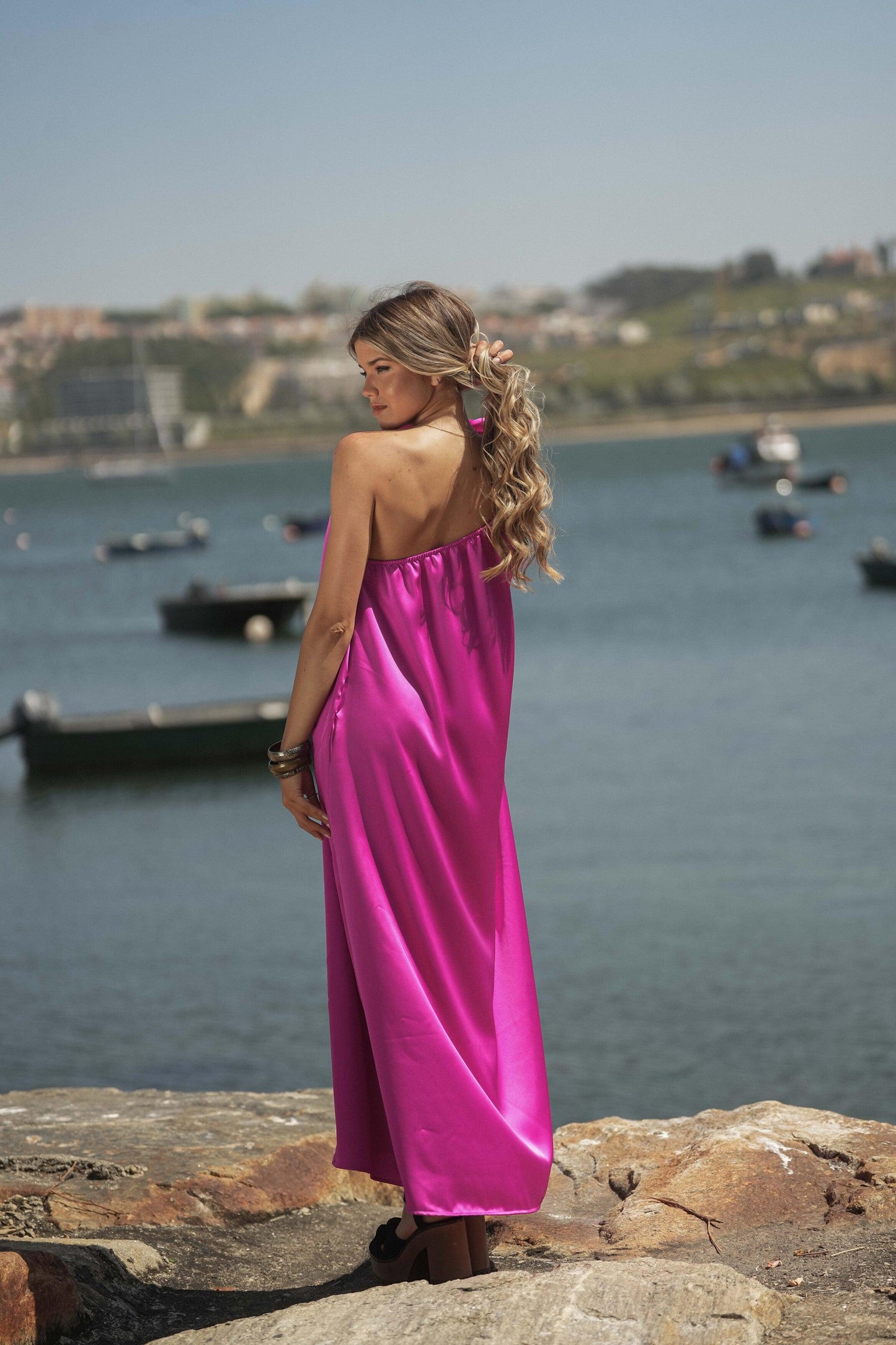 satin long dress