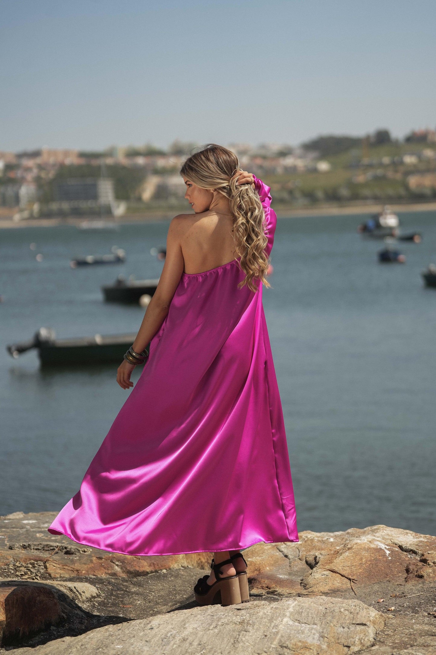 satin long dress