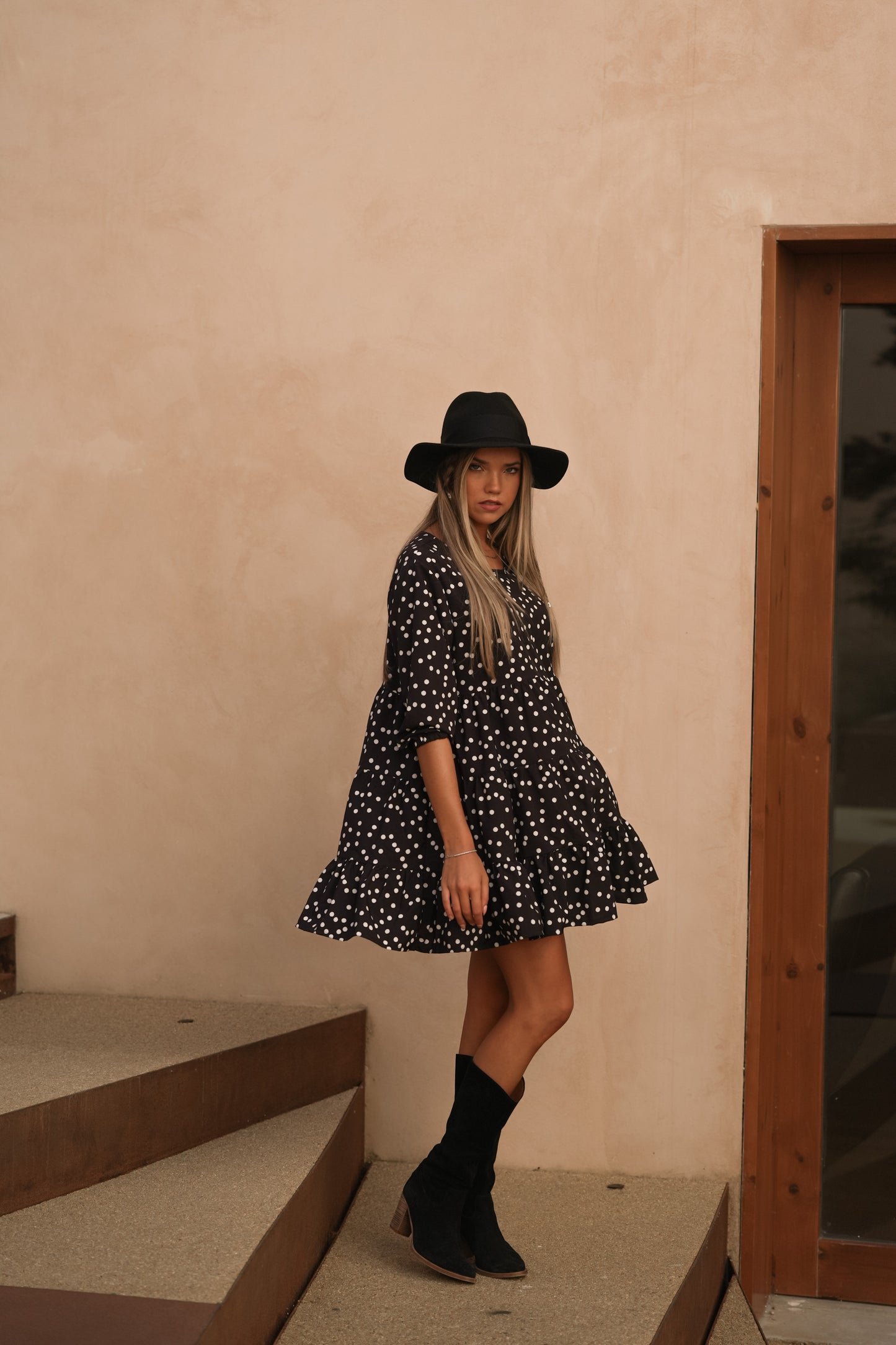Short dress with polka dot print