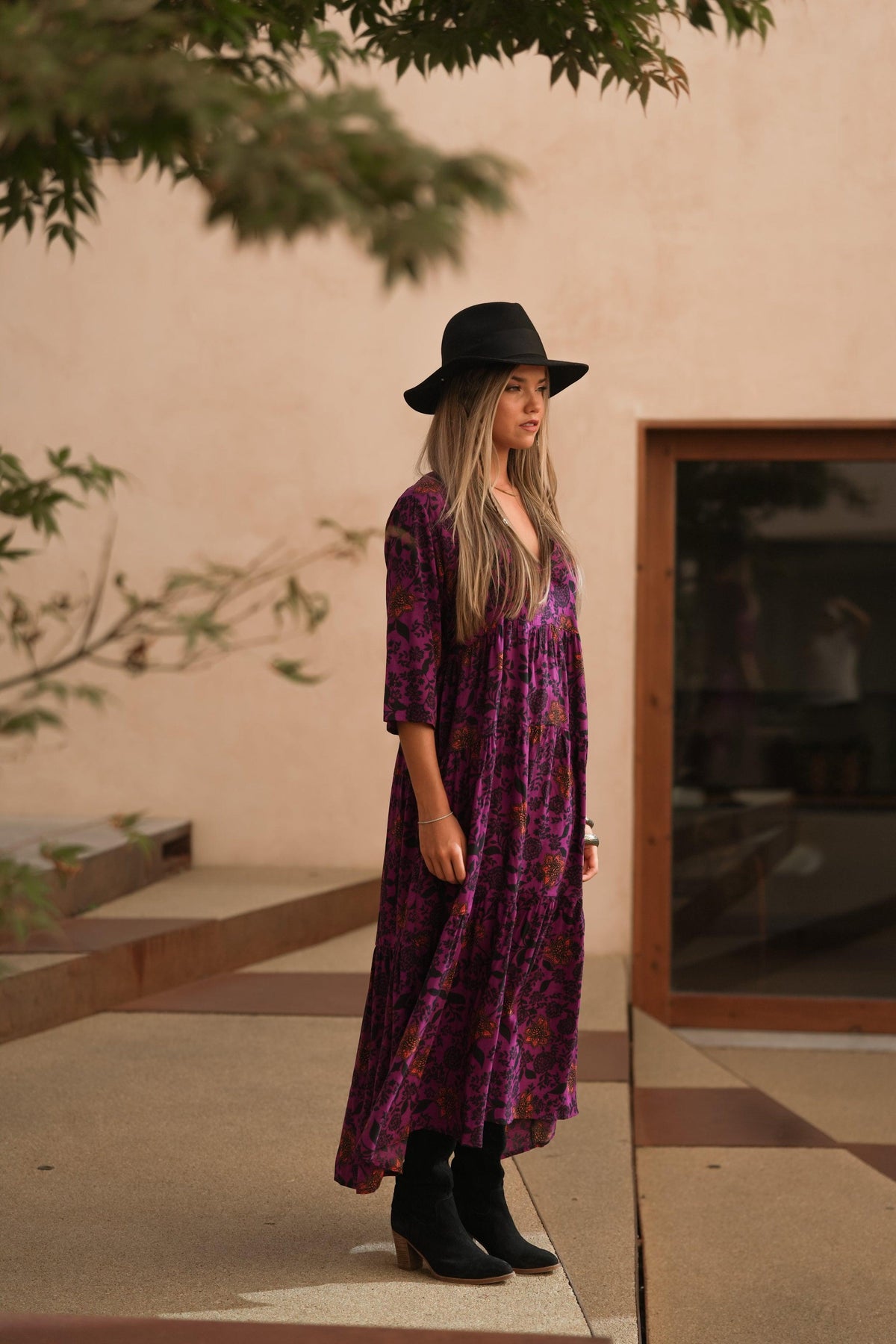 Long dress with floral print