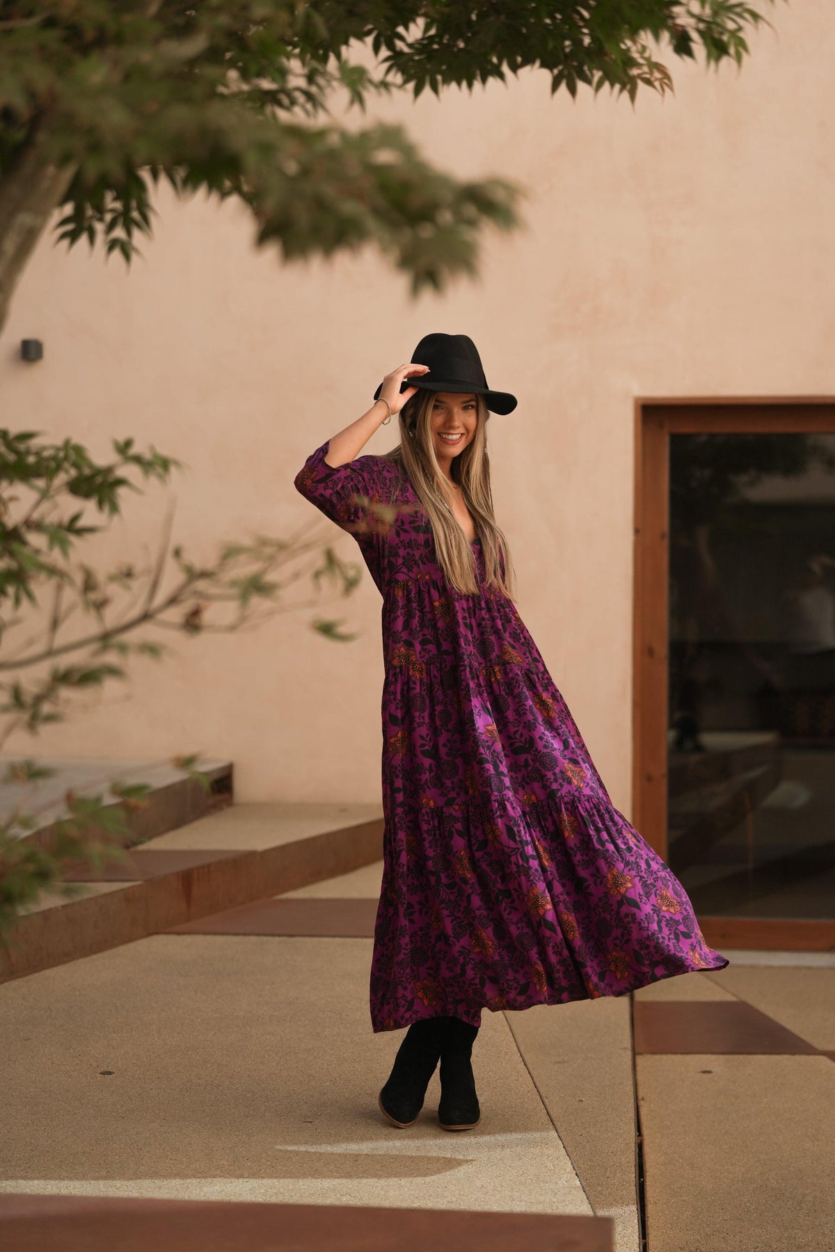 Long dress with floral print