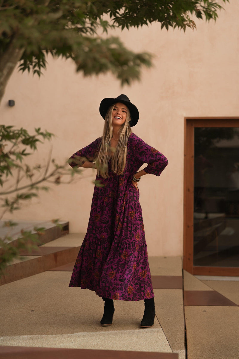 Long dress with floral print