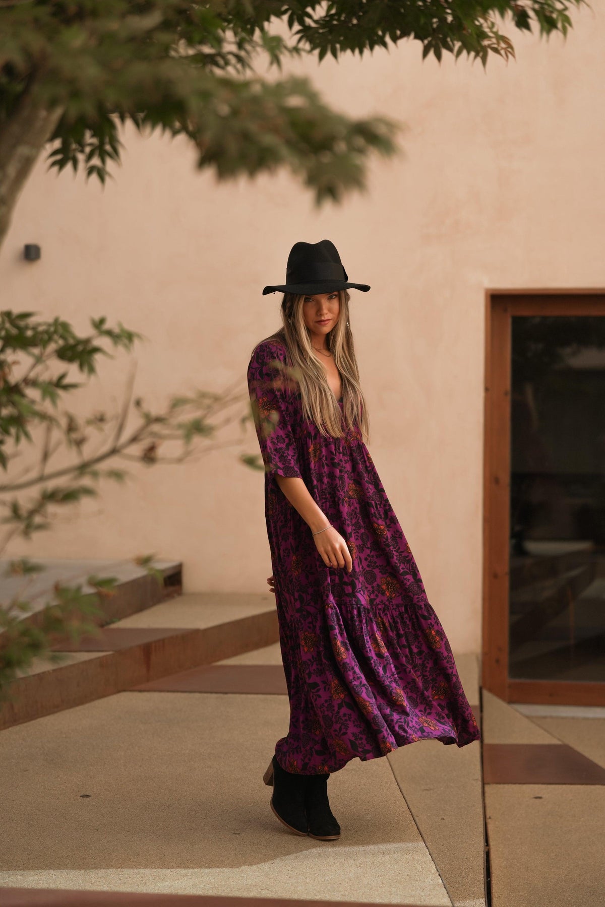 Long dress with floral print