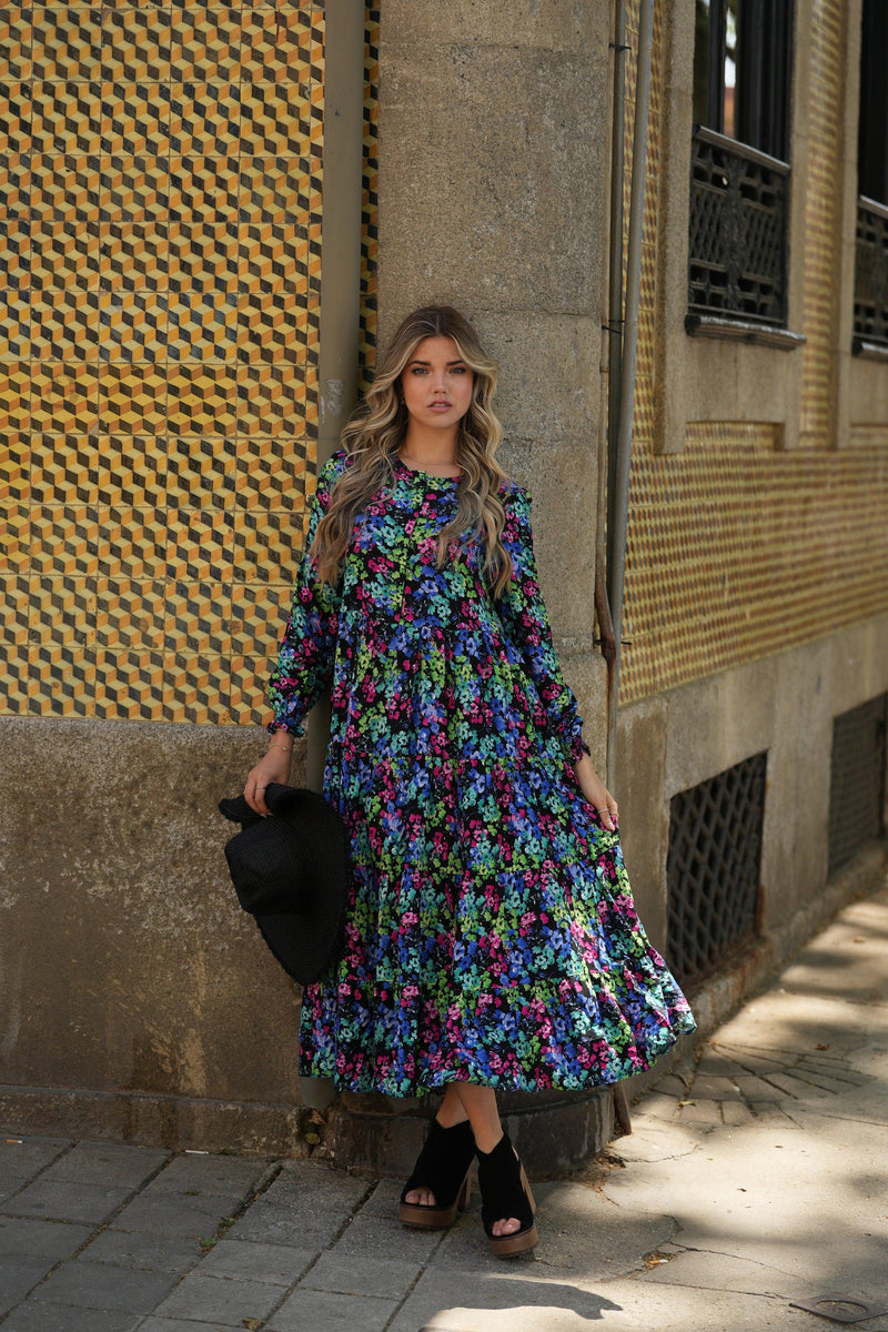 Long dress with floral print