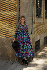 Long dress with floral print