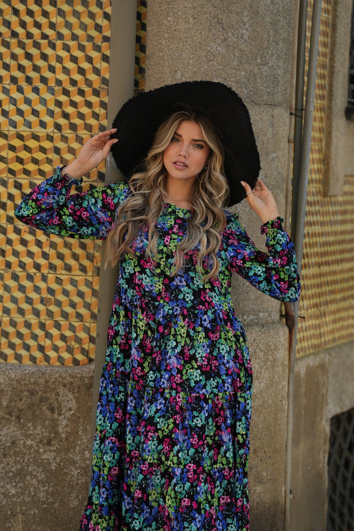 Long dress with floral print