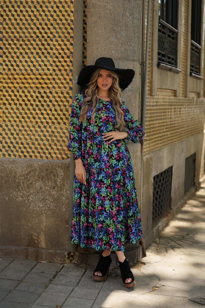 Long dress with floral print