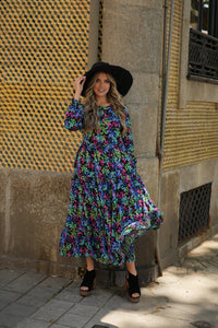 Long dress with floral print