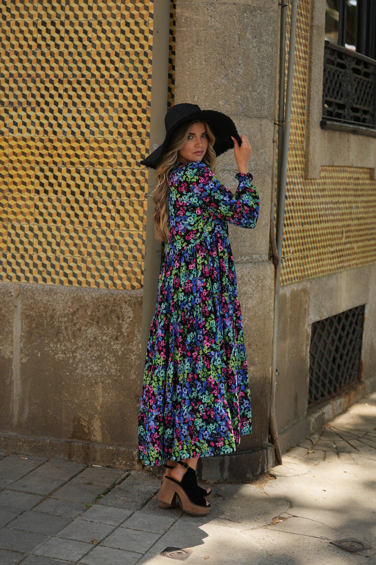 Long dress with floral print