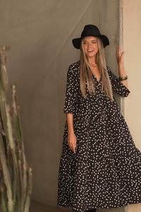 Long dress with polka dot print