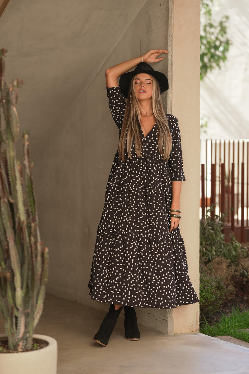 Long dress with polka dot print