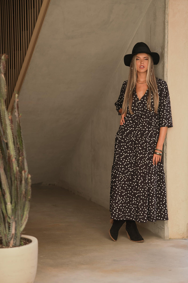 Long dress with polka dot print