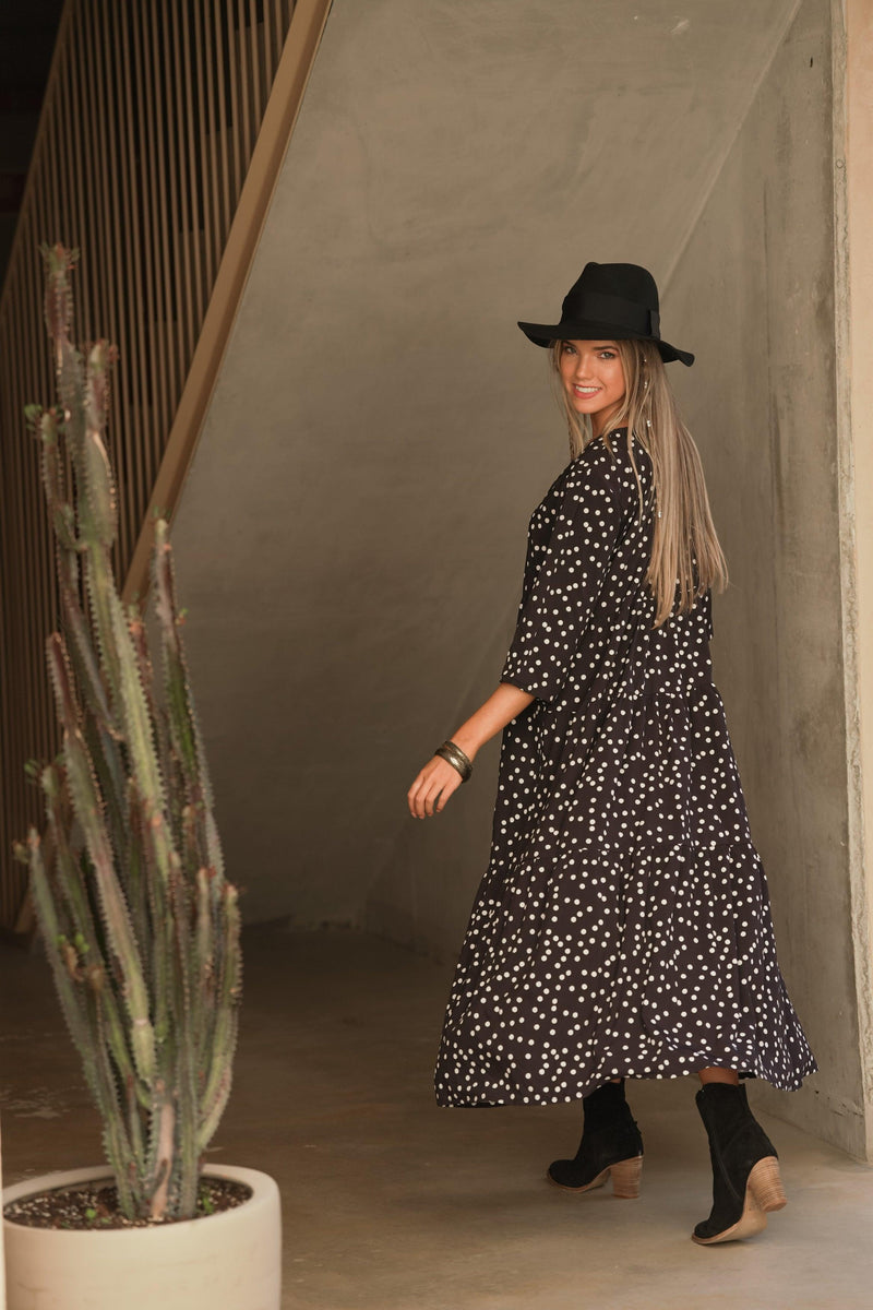 Long dress with polka dot print