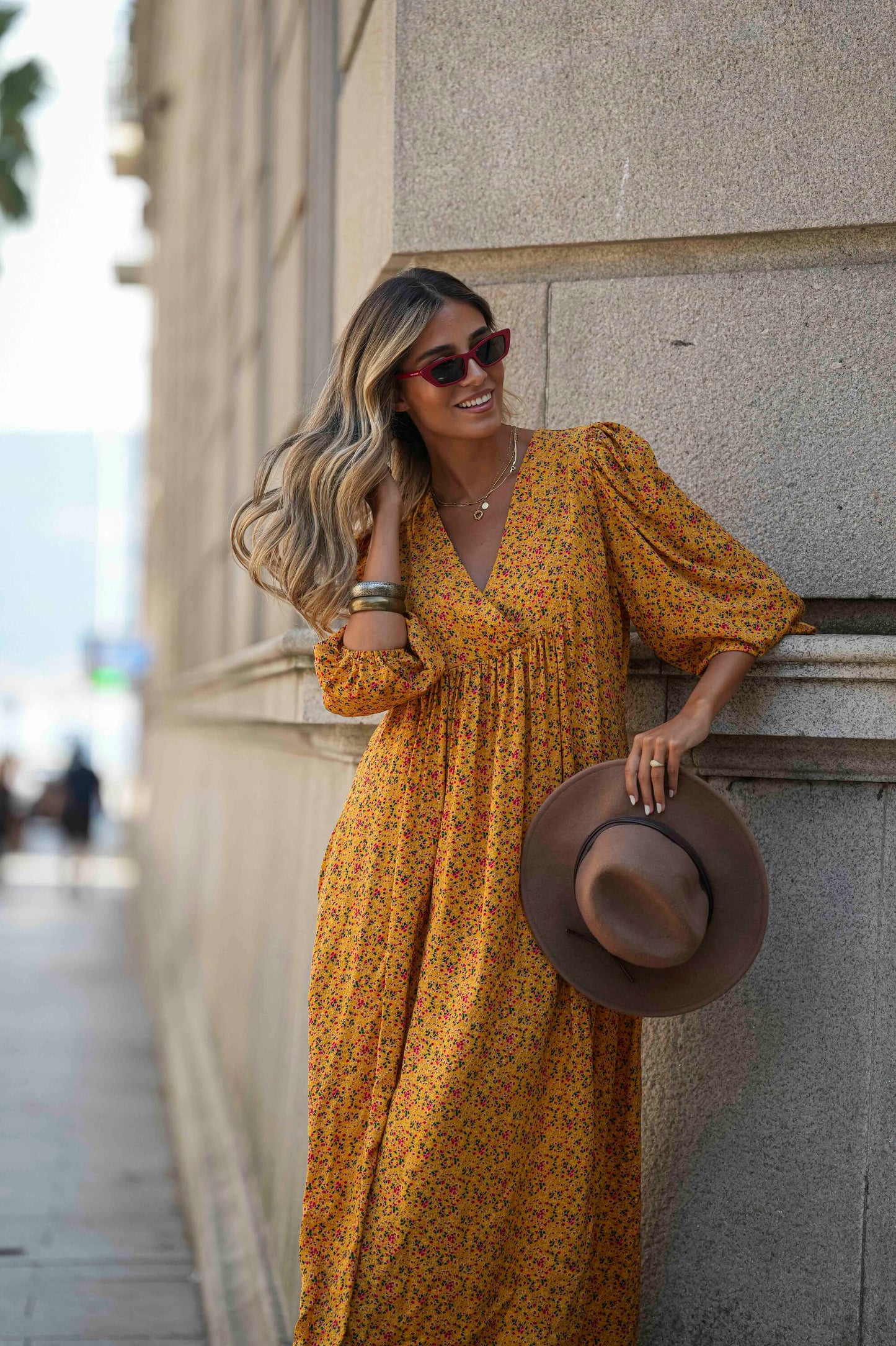 Midi dress in floral fabric