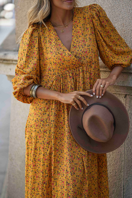 Midi dress in floral fabric