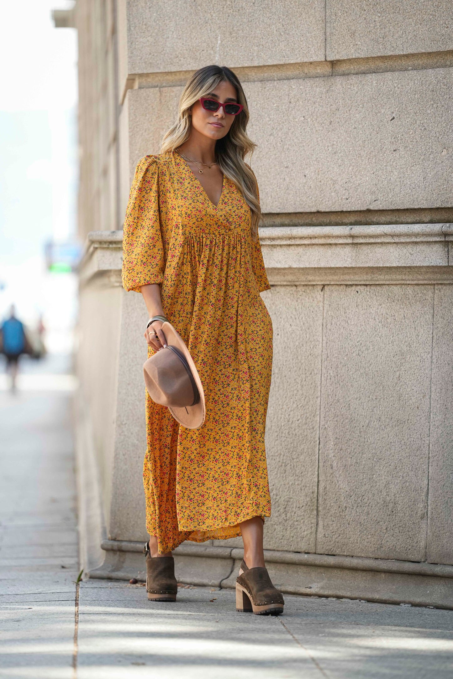 Midi dress in floral fabric