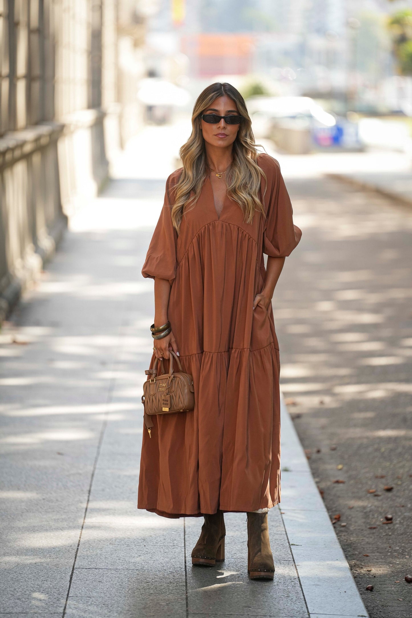 Long dress with frill